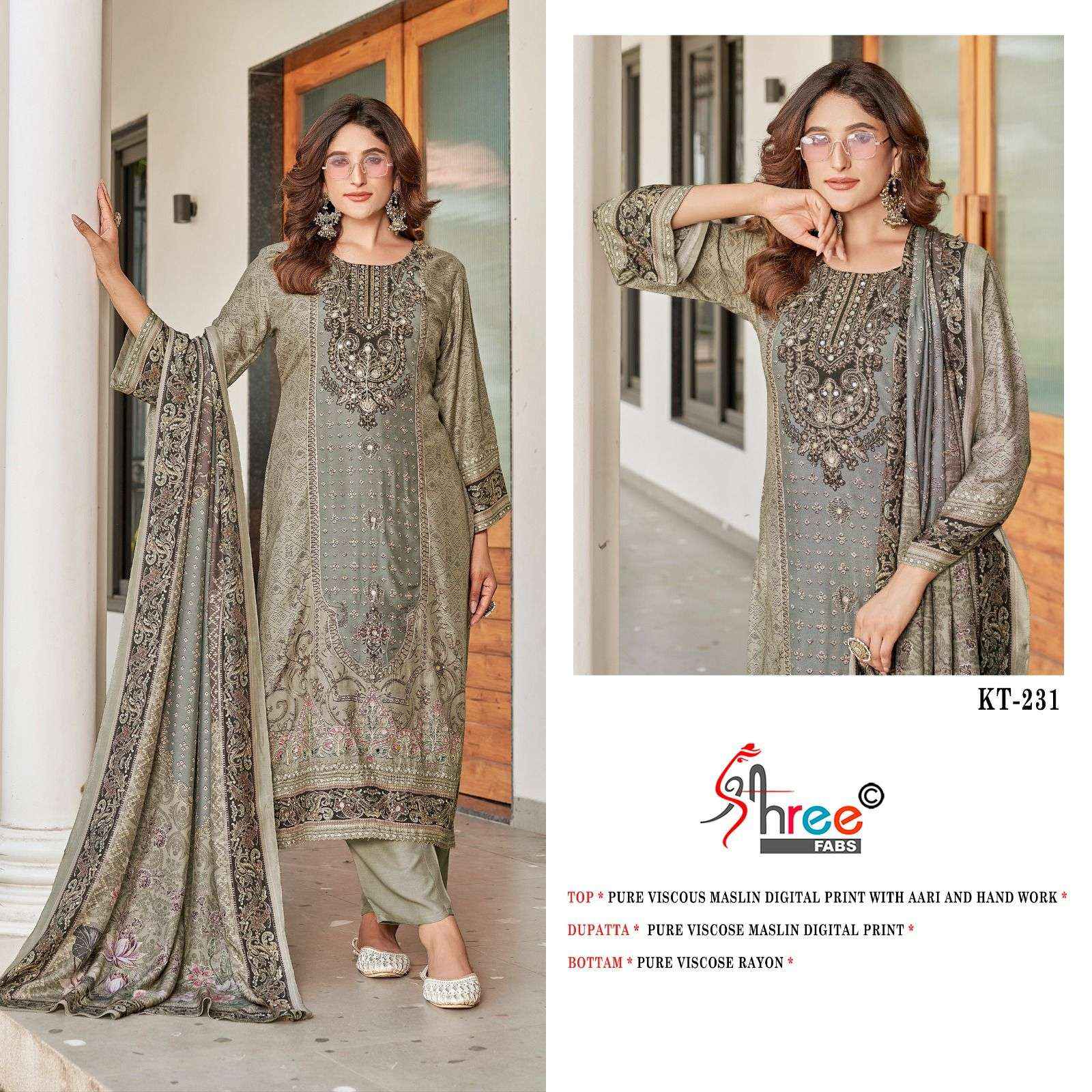 Shree Fabs Kt 231 Viscouse Musline Dress Material 4 pcs Catalogue