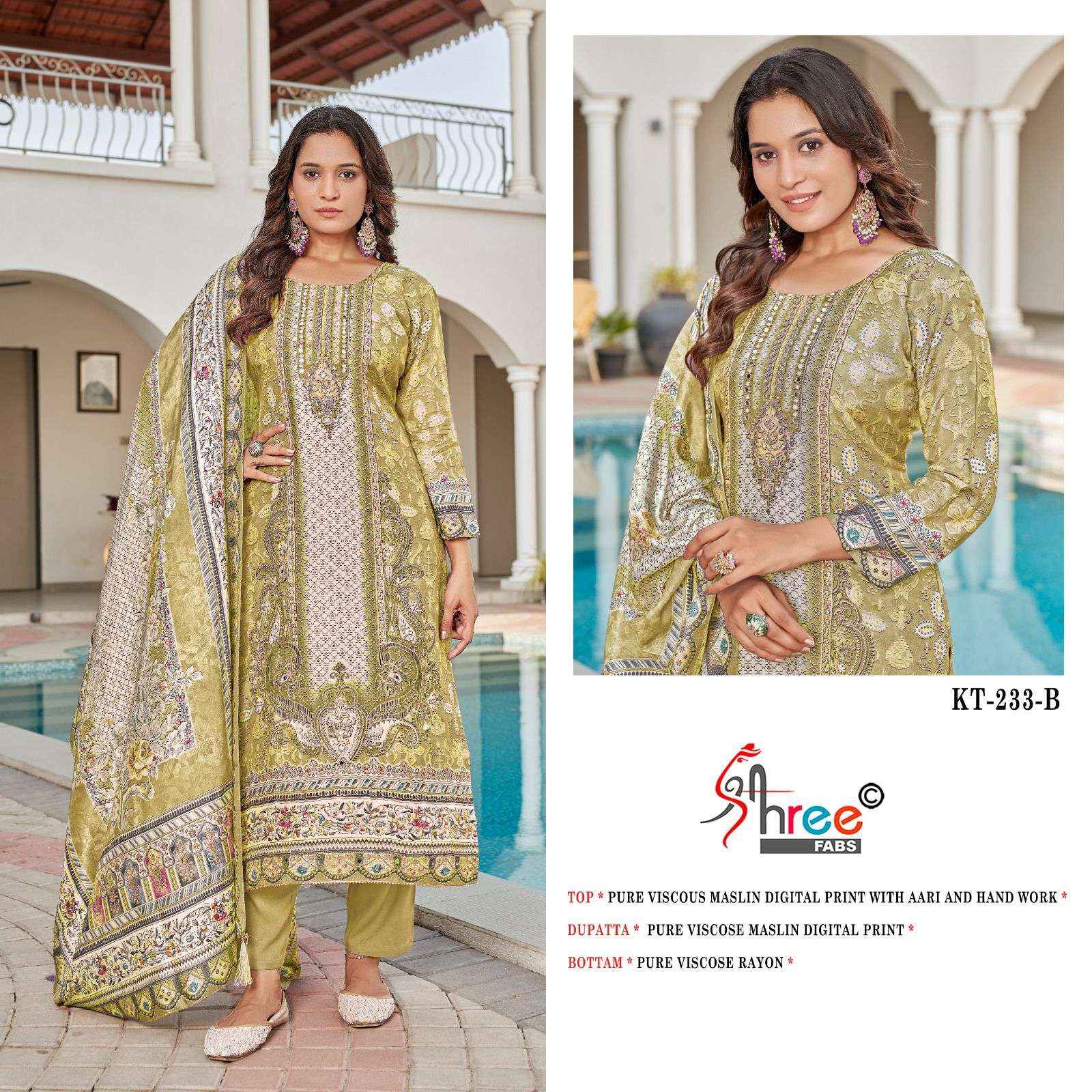 Shree Fabs Kt 233 Viscouse Dress Material 4 pcs Catalogue