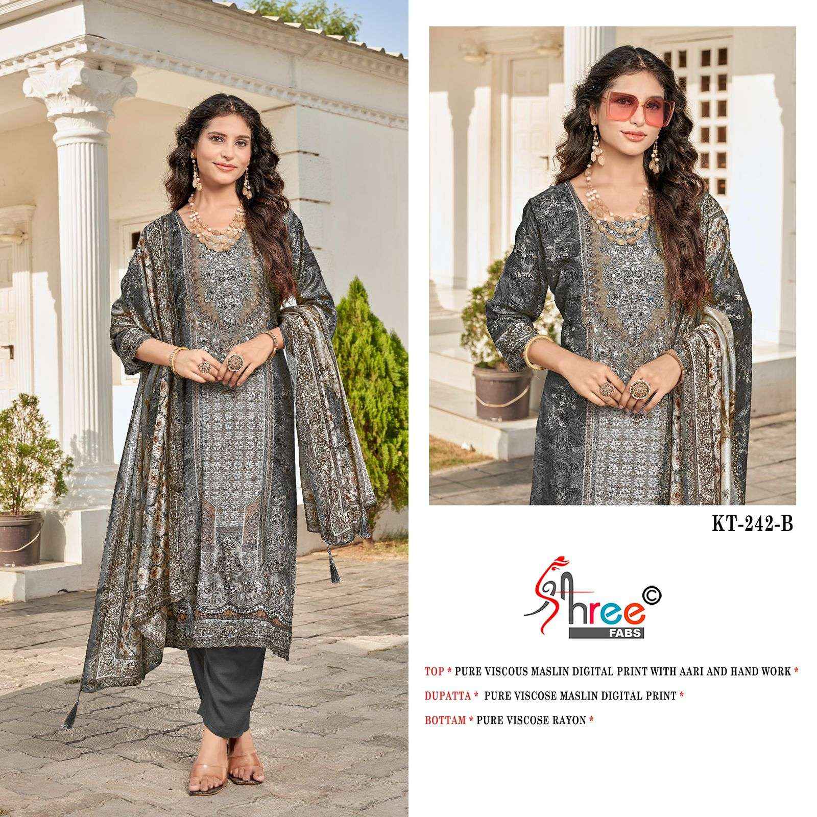 Shree Fabs KT 242 Viscose Muslin Dress Material 4 pcs Catalogue
