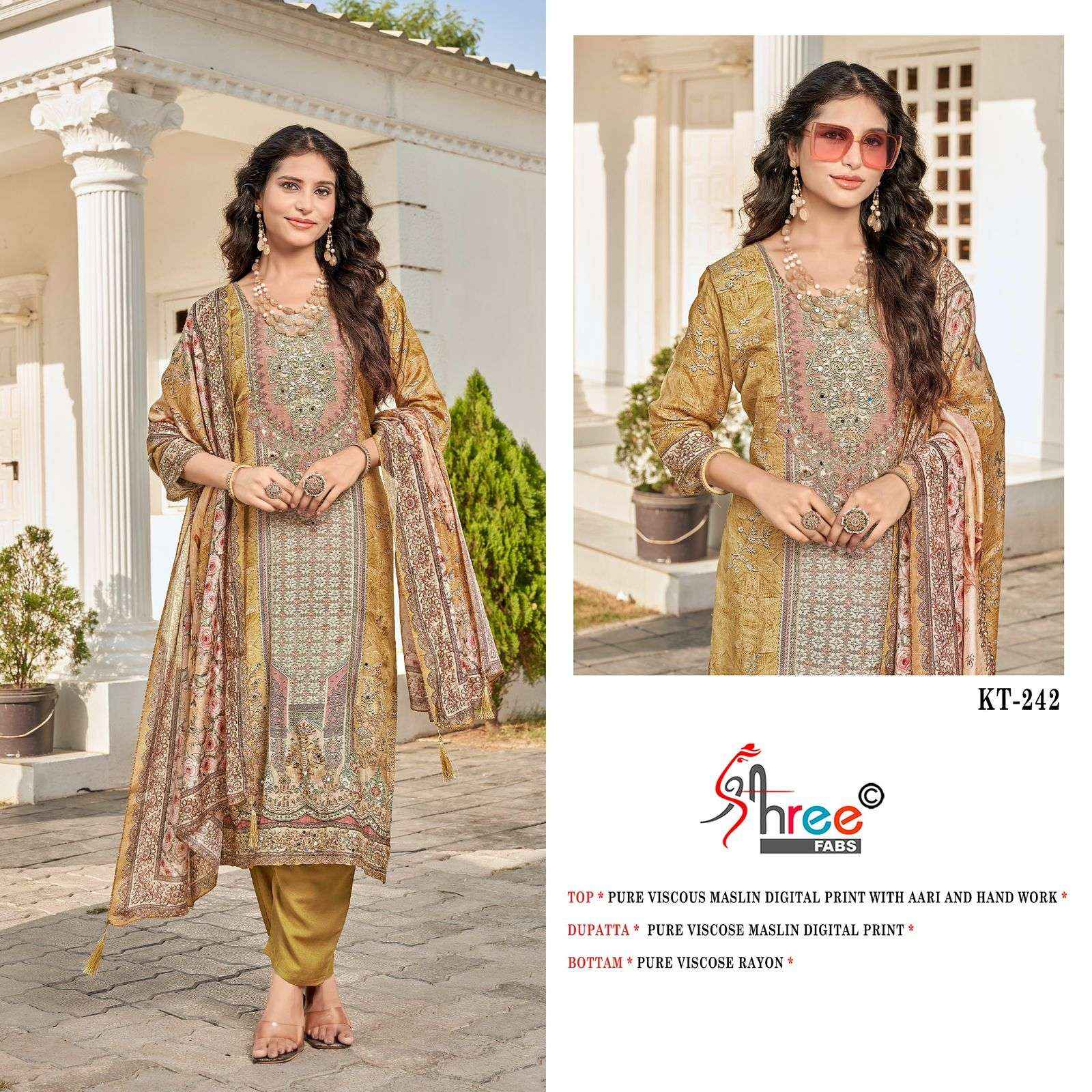 Shree Fabs KT 242 Viscose Muslin Dress Material 4 pcs Catalogue