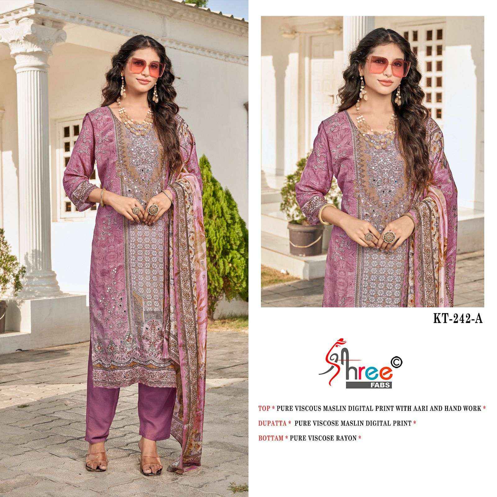 Shree Fabs KT 242 Viscose Muslin Dress Material 4 pcs Catalogue