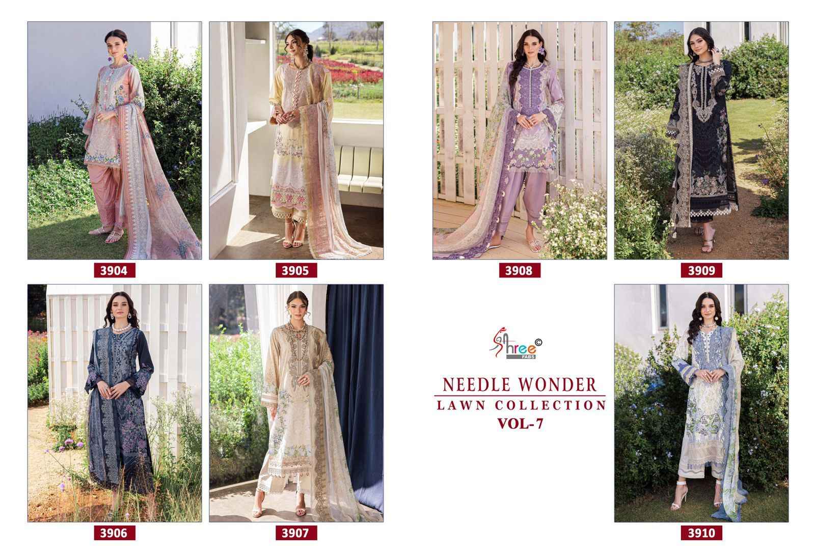 Shree Fabs Needle Wonder Lawn Collection Vol 7 Cotton Dress Material 7 pcs Catalogue