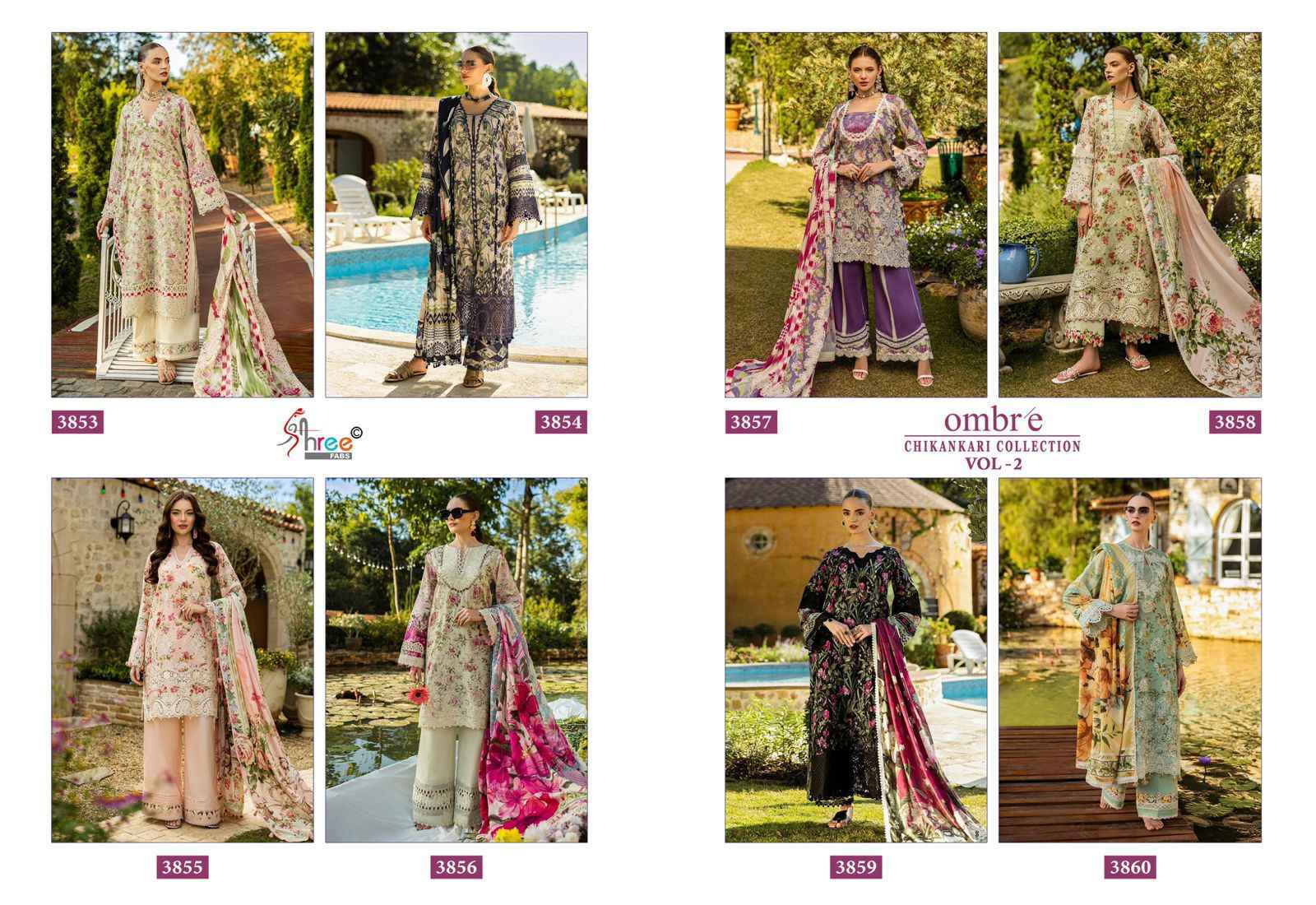Shree Fabs Ombre Chikankari Collection Vol 2 Cotton Dress Material 8 pcs Catalogue