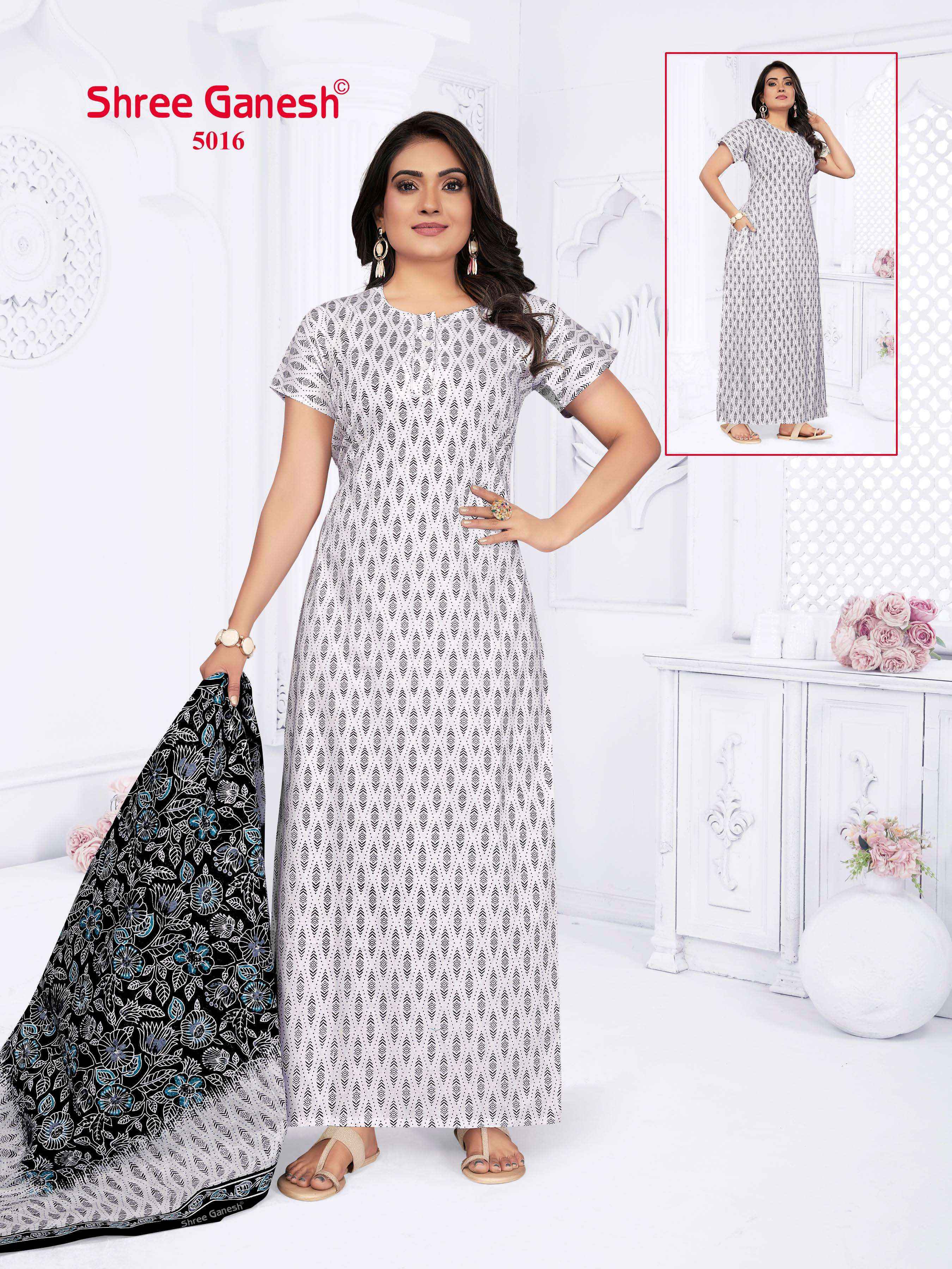 shree ganesh Kalki Vol 5 Cotton Gown With Dupatta 15 pcs Catalogue