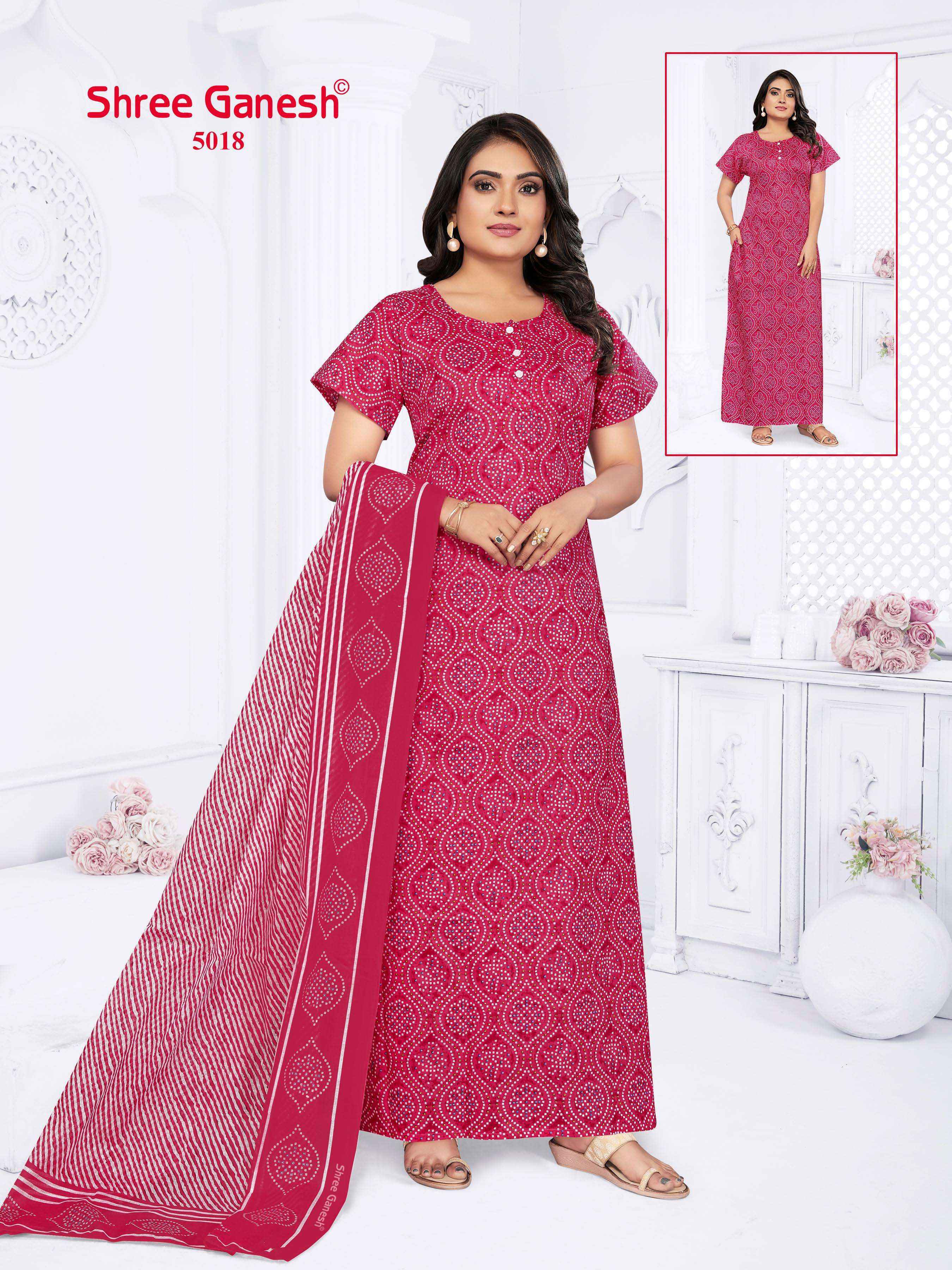 shree ganesh Kalki Vol 5 Cotton Gown With Dupatta 15 pcs Catalogue