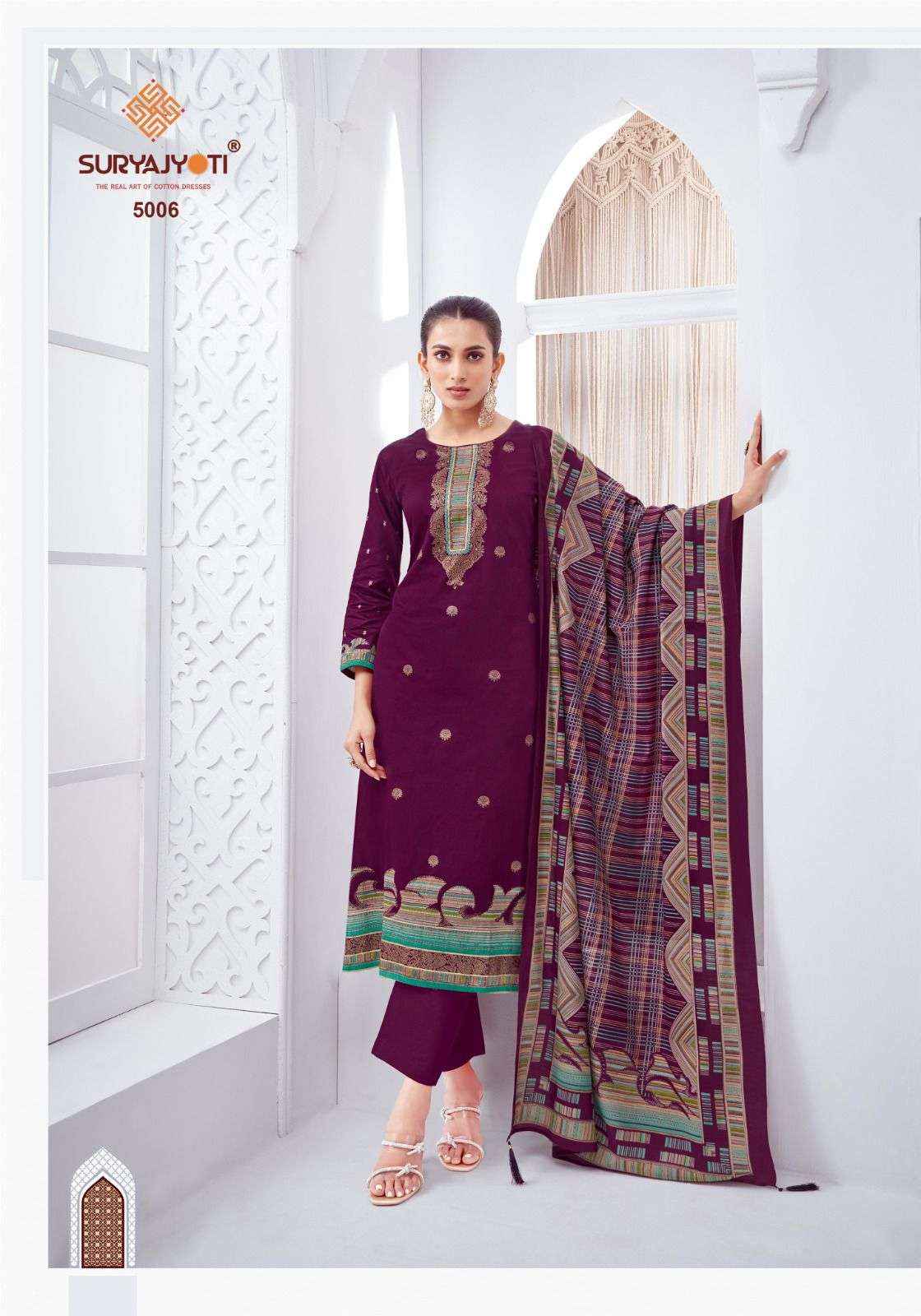 Suryajyoti Pallavi Vol 5 Jam Satin Dress Material 6 pcs Catalogue