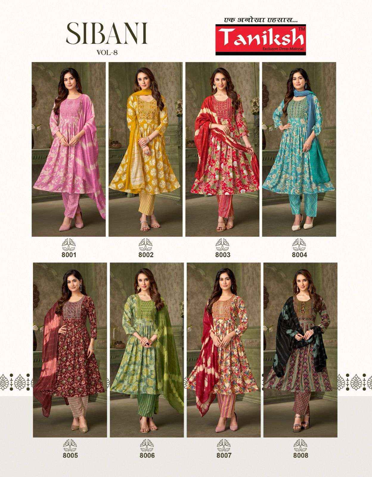 Taniksh Sibani Vol 8 Rayon Kurti Combo 8 pcs Catalogue