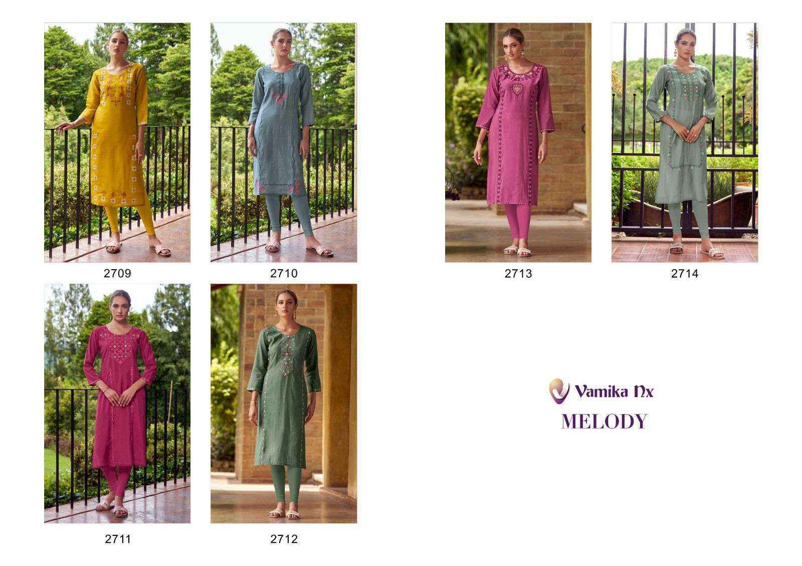 Vamika NX Melody Chanderi Kurti With Pant 6 pcs Catalogue