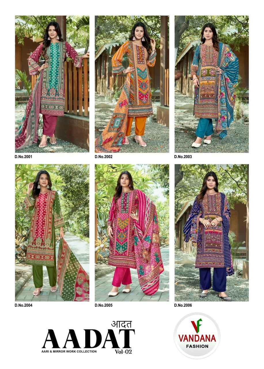 Vandana Fashion Aadat Vol 2 Viscouse Rayon Dress Material 6 pcs Catalogue