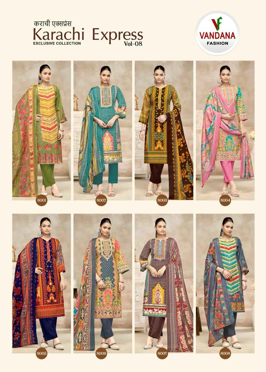 Vandana Fashion Karachi Express Vol 8 Cotton Dress Material 8 pcs Catalogue