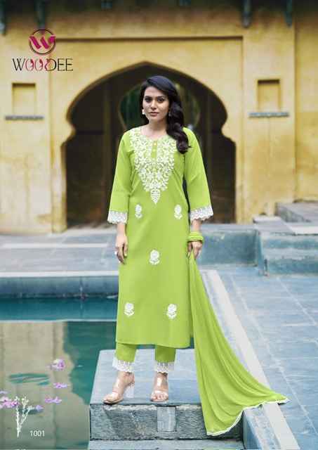 Woodee White Lotus Rayon Kurti Combo 6 pcs Catalogue