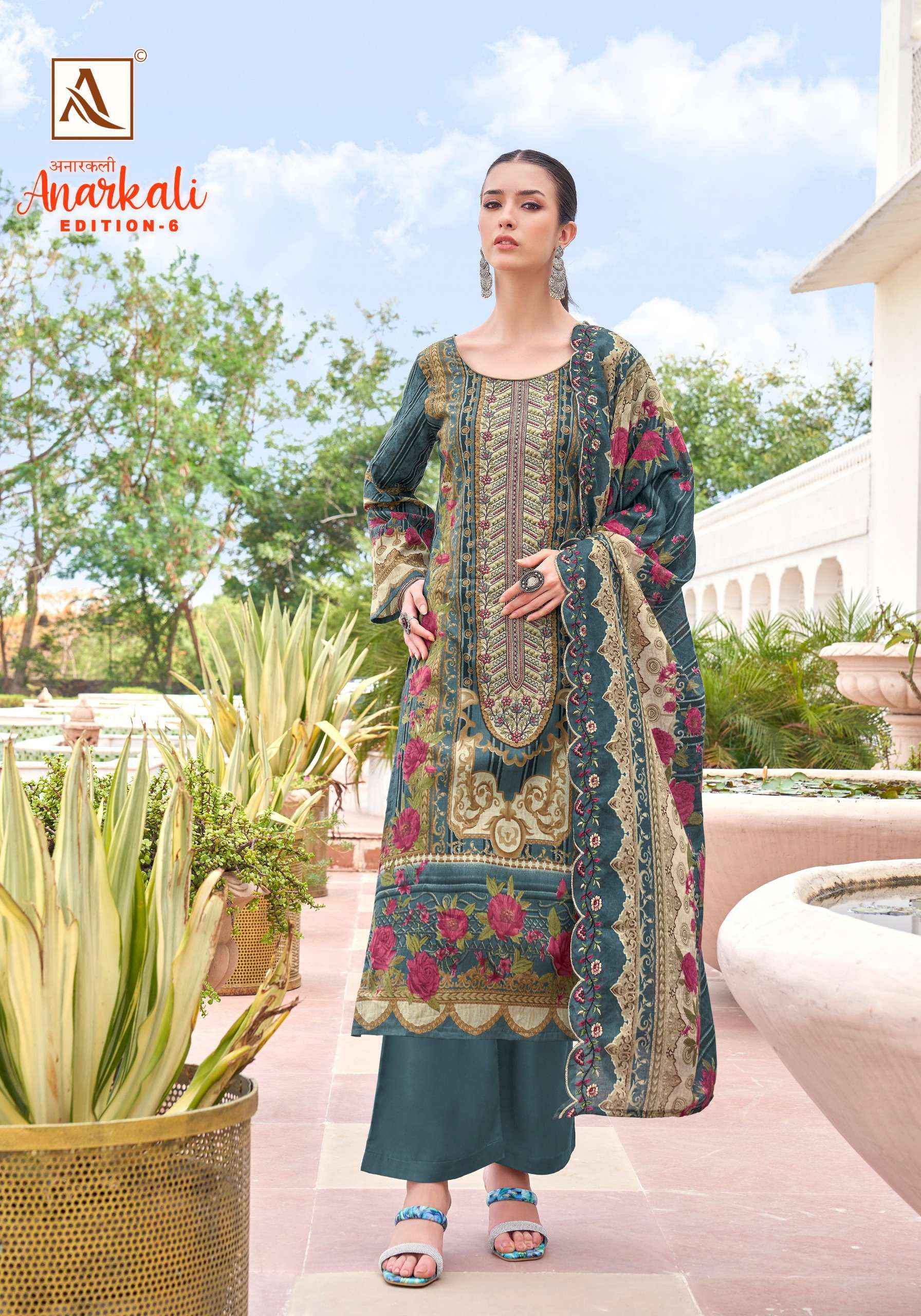 Alok Anarkali Edition 6 Cambric Cotton Dress Material 8 pcs Catalogue