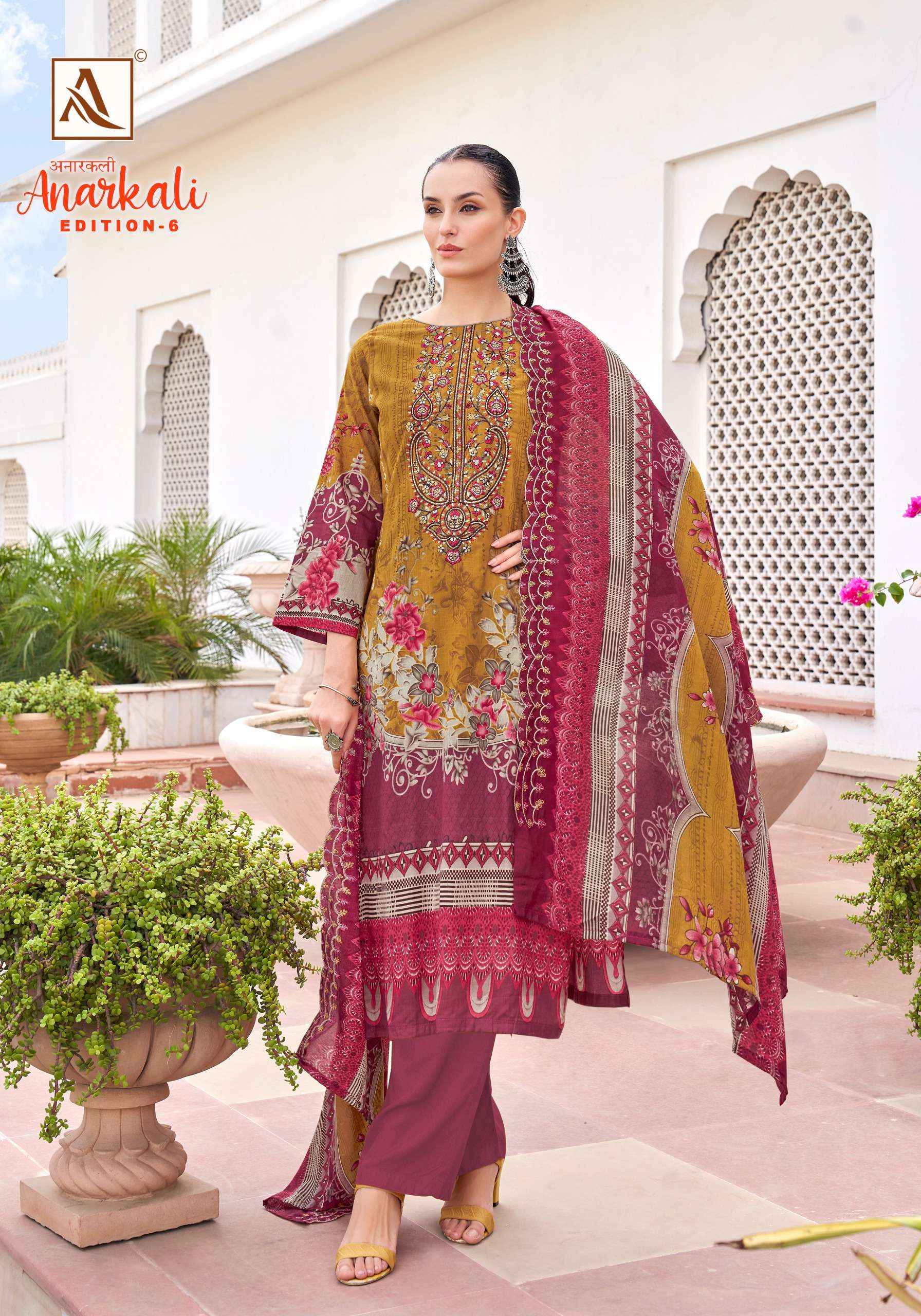 Alok Anarkali Edition 6 Cambric Cotton Dress Material 8 pcs Catalogue
