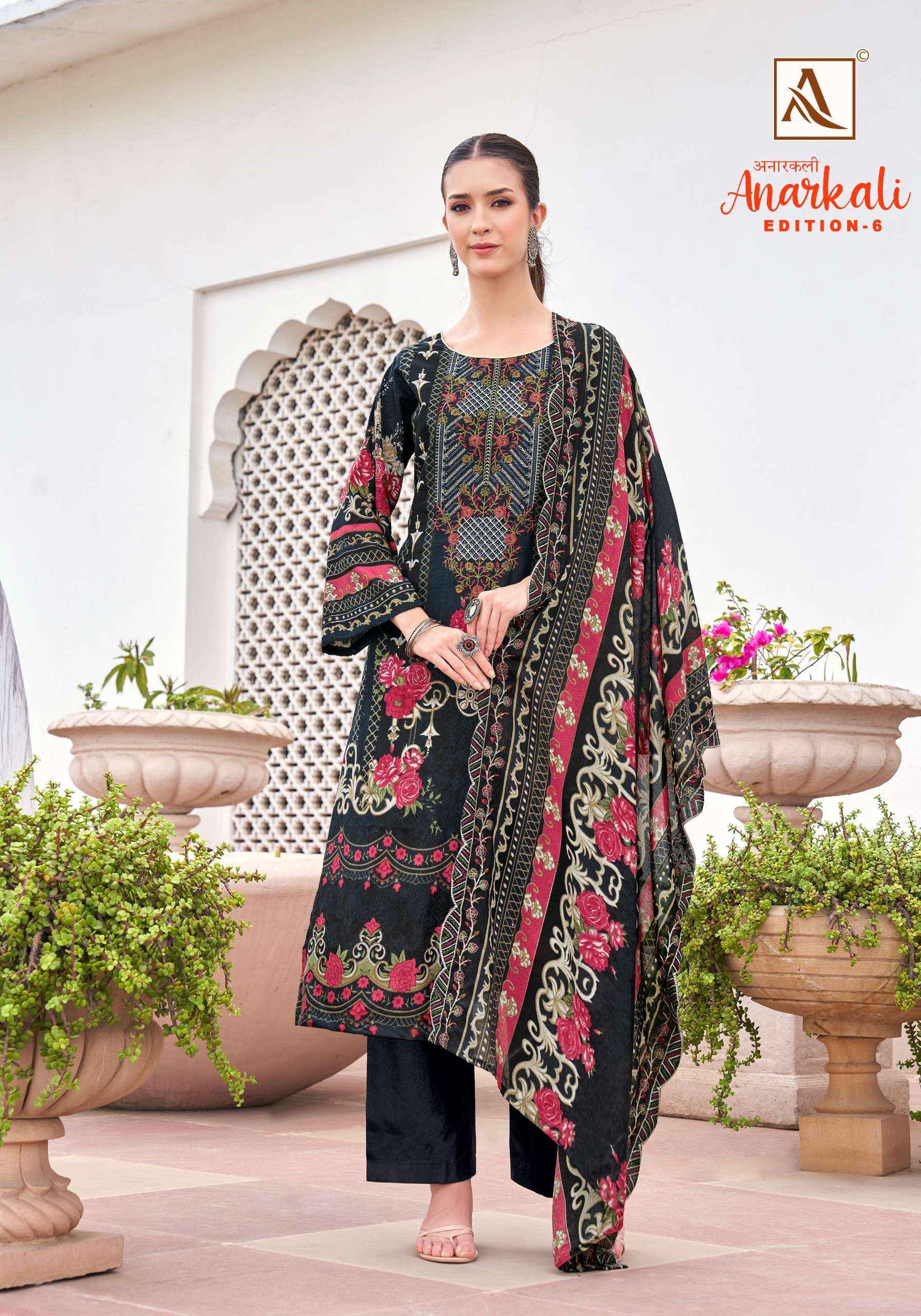 Alok Anarkali Edition 6 Cambric Cotton Dress Material 8 pcs Catalogue