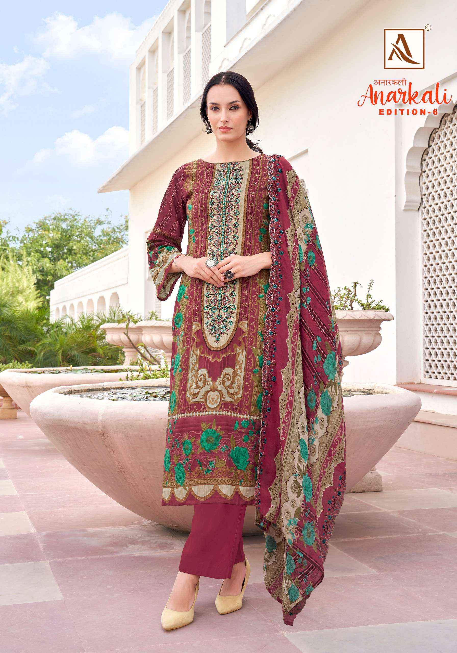 Alok Anarkali Edition 6 Cambric Cotton Dress Material 8 pcs Catalogue