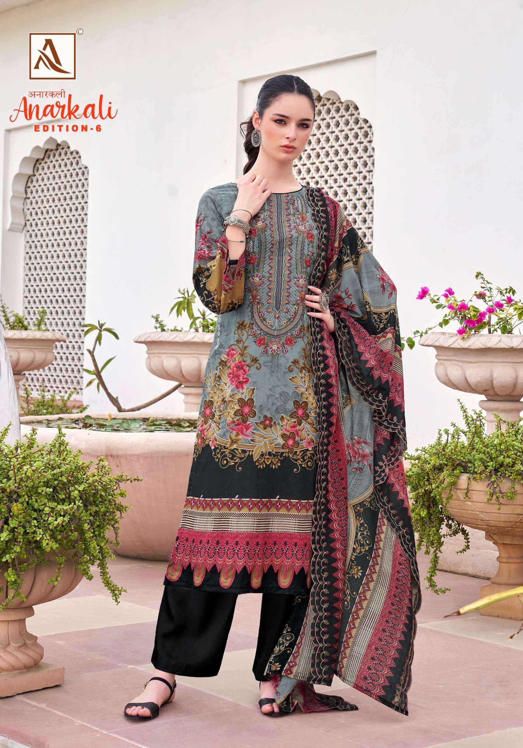Alok Anarkali Edition 6 Cambric Cotton Dress Material 8 pcs Catalogue