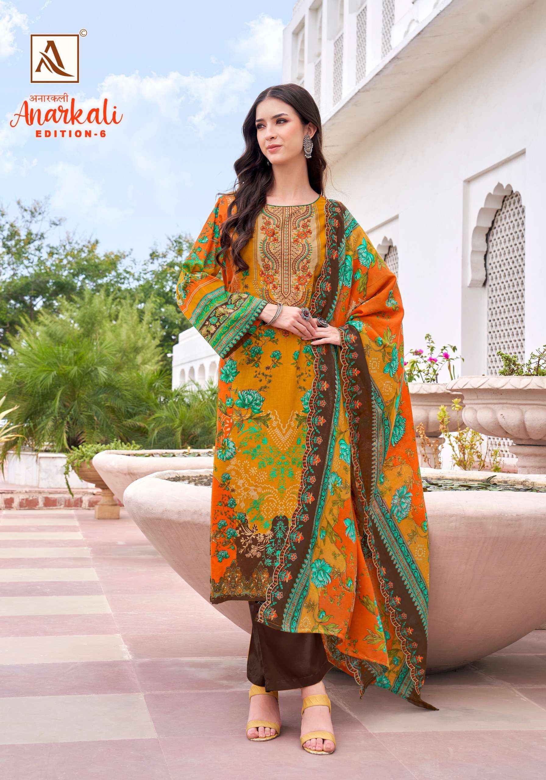 Alok Anarkali Edition 6 Cambric Cotton Dress Material 8 pcs Catalogue
