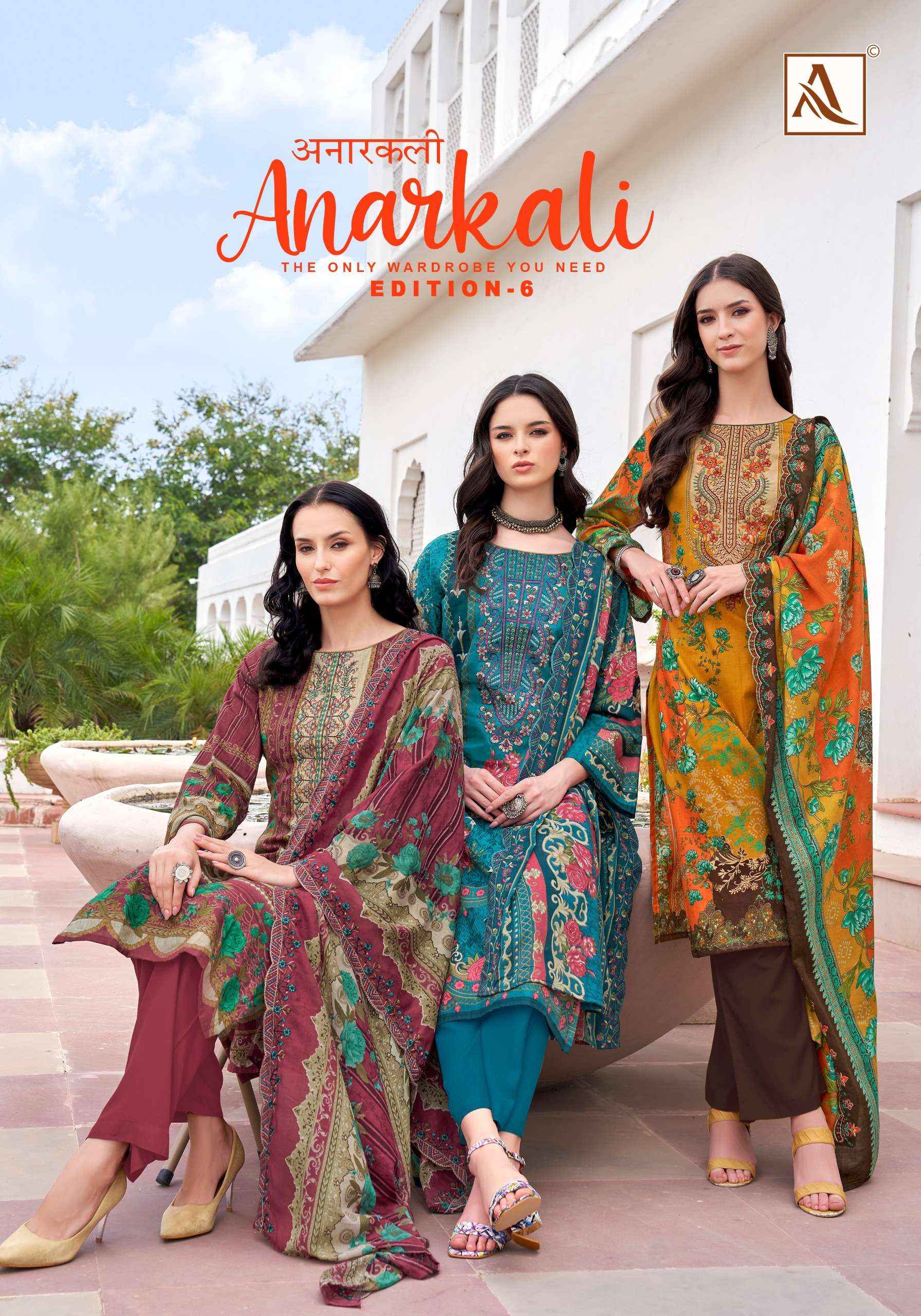 Alok Anarkali Edition 6 Cambric Cotton Dress Material 8 pcs Catalogue