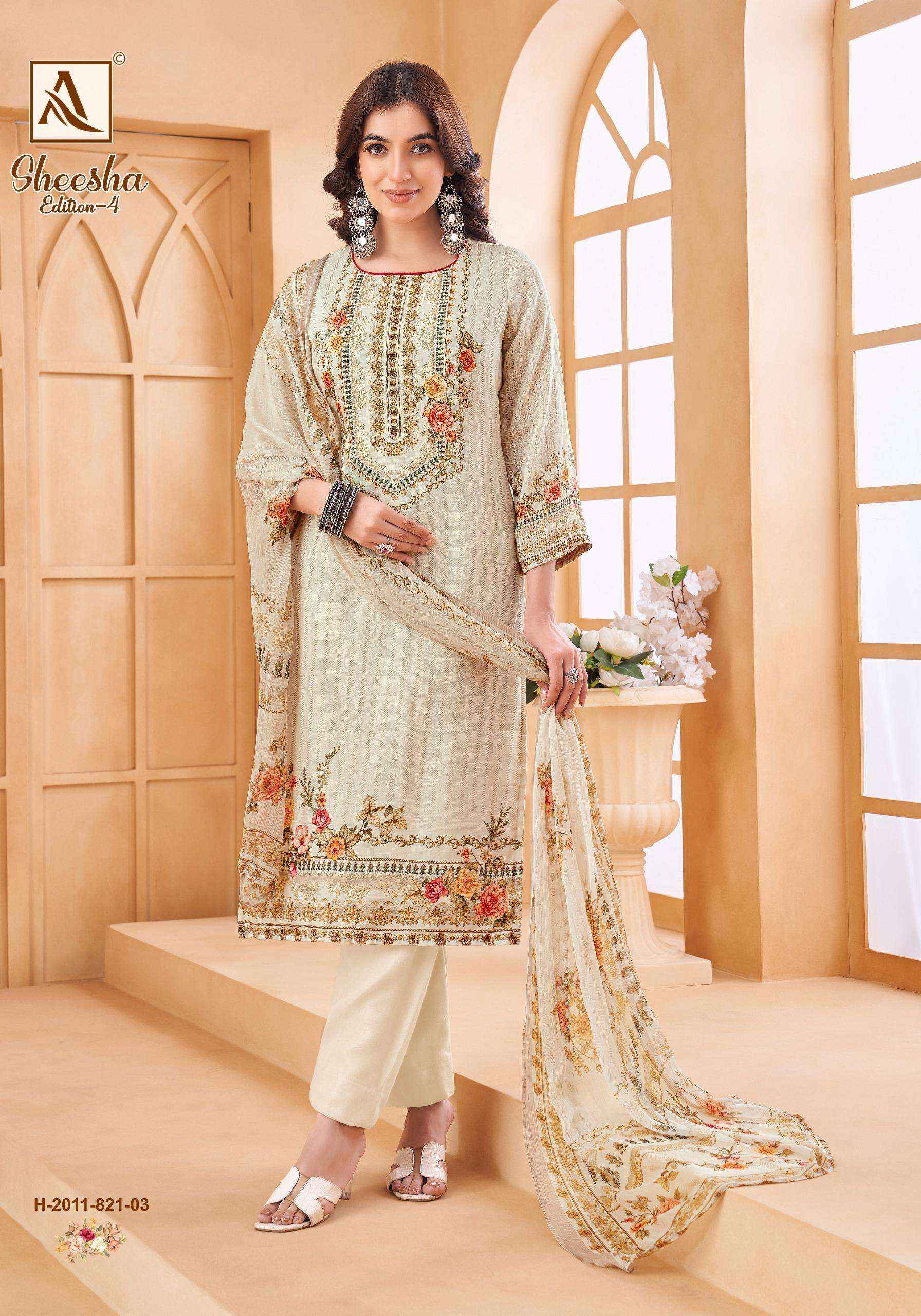 Alok Sheesha Vol 4 Viscose Muslin Dress Material 4 pcs Catalogue