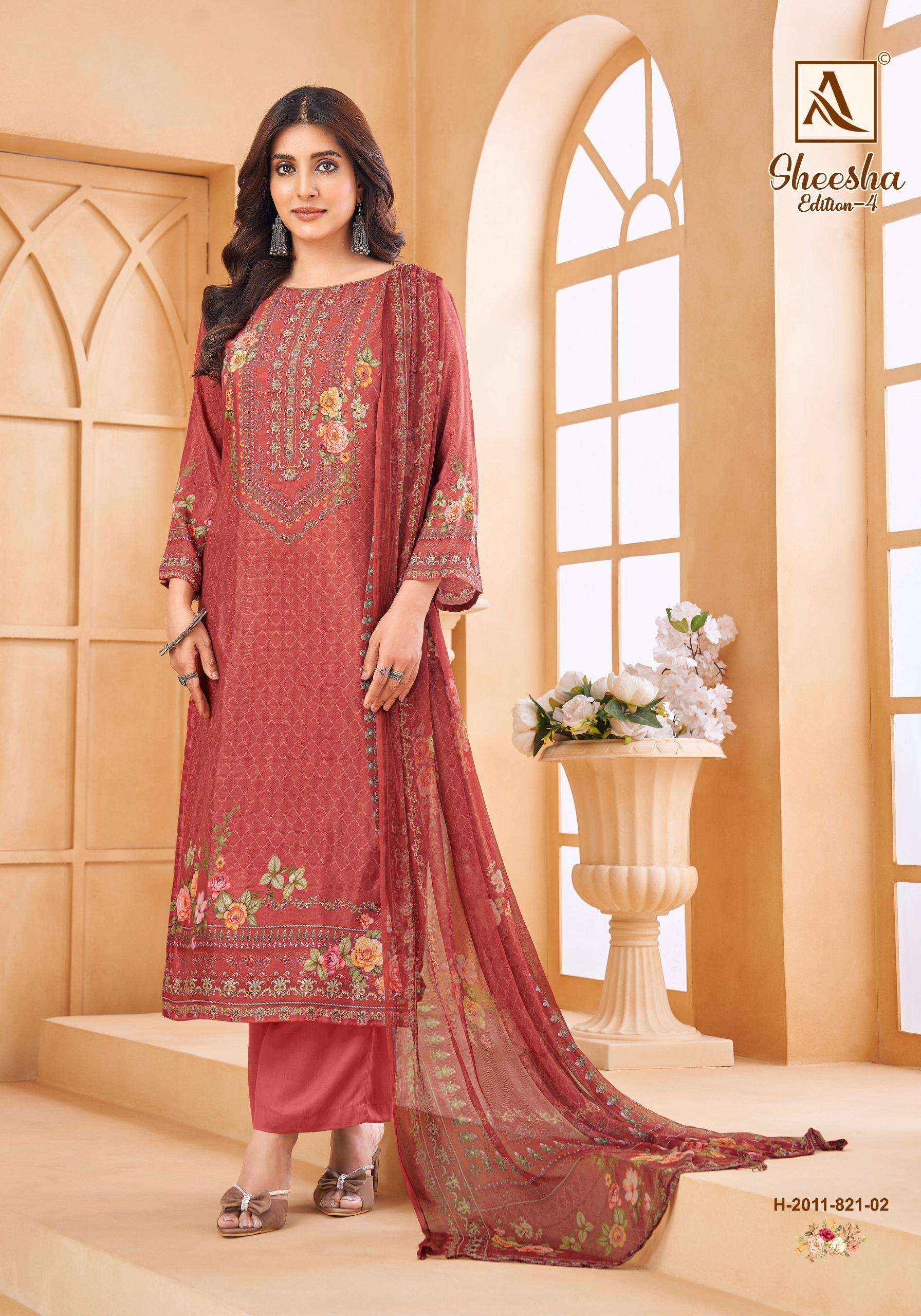 Alok Sheesha Vol 4 Viscose Muslin Dress Material 4 pcs Catalogue