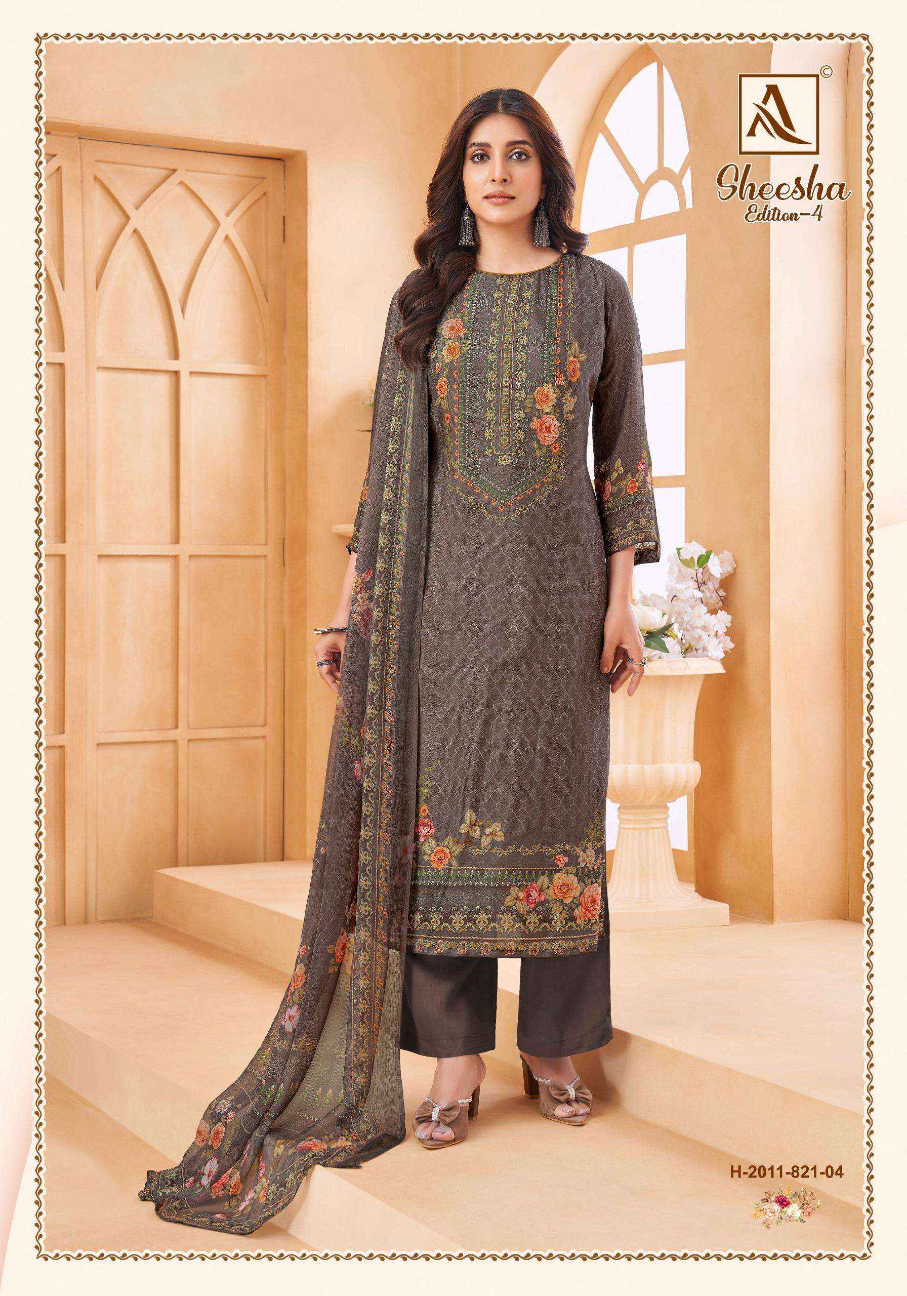 Alok Sheesha Vol 4 Viscose Muslin Dress Material 4 pcs Catalogue