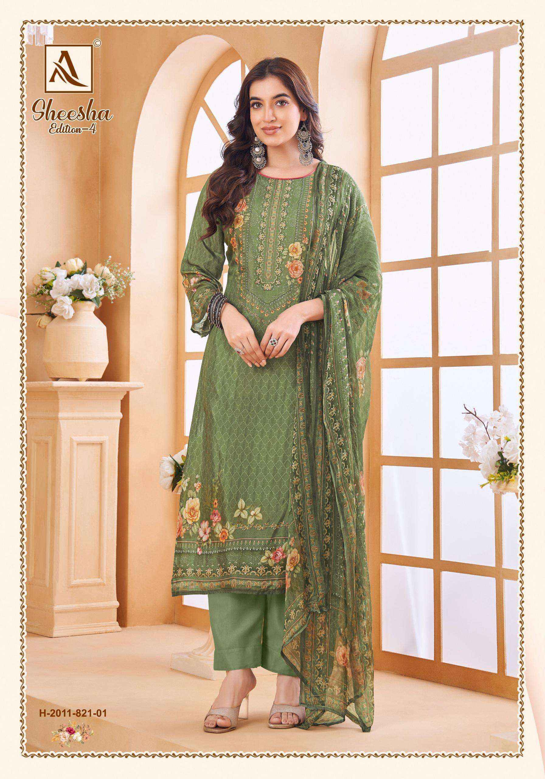 Alok Sheesha Vol 4 Viscose Muslin Dress Material 4 pcs Catalogue