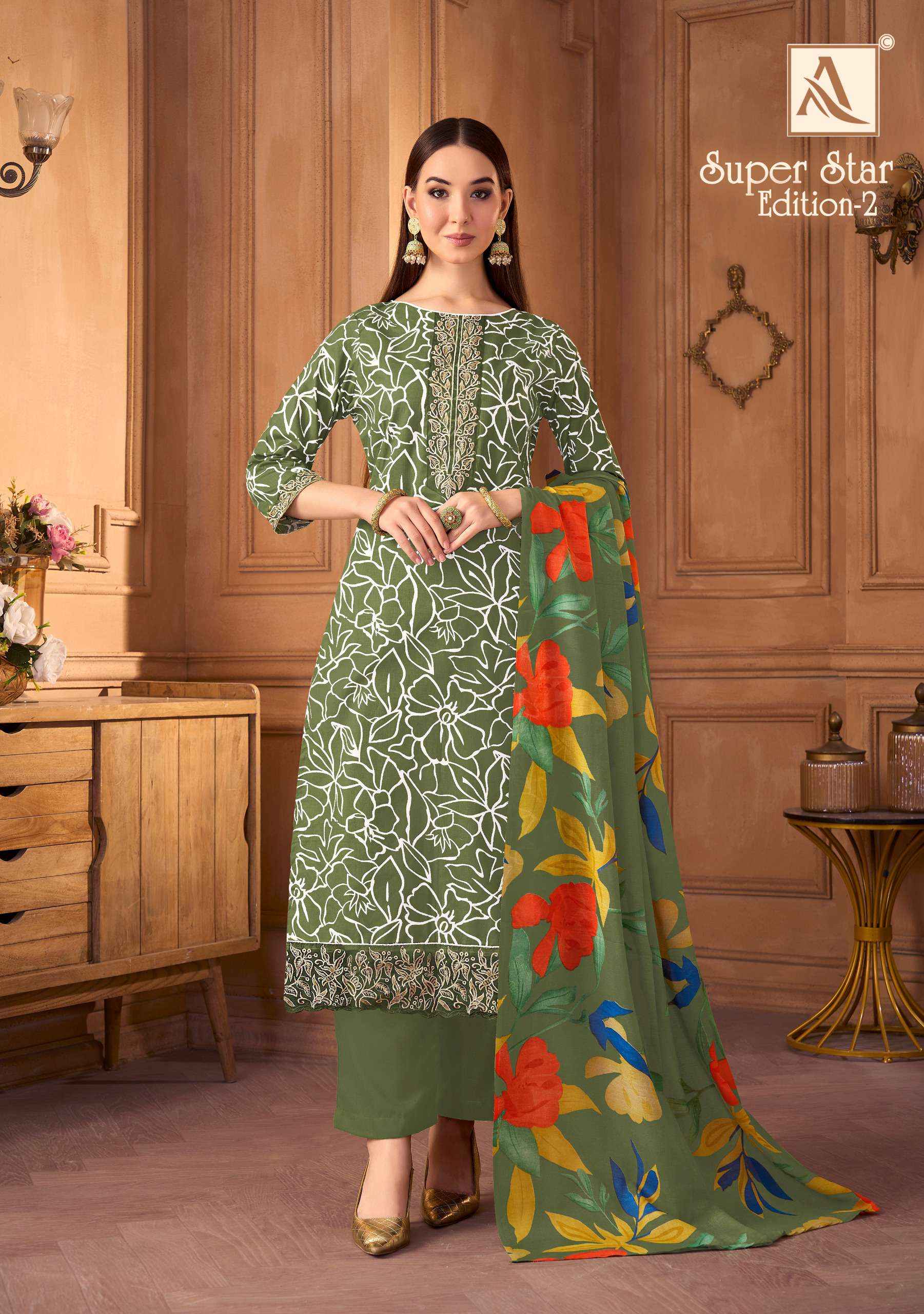 Alok Super Star Edition 2 Cambric Cotton Dress Material 6 pcs Catalogue