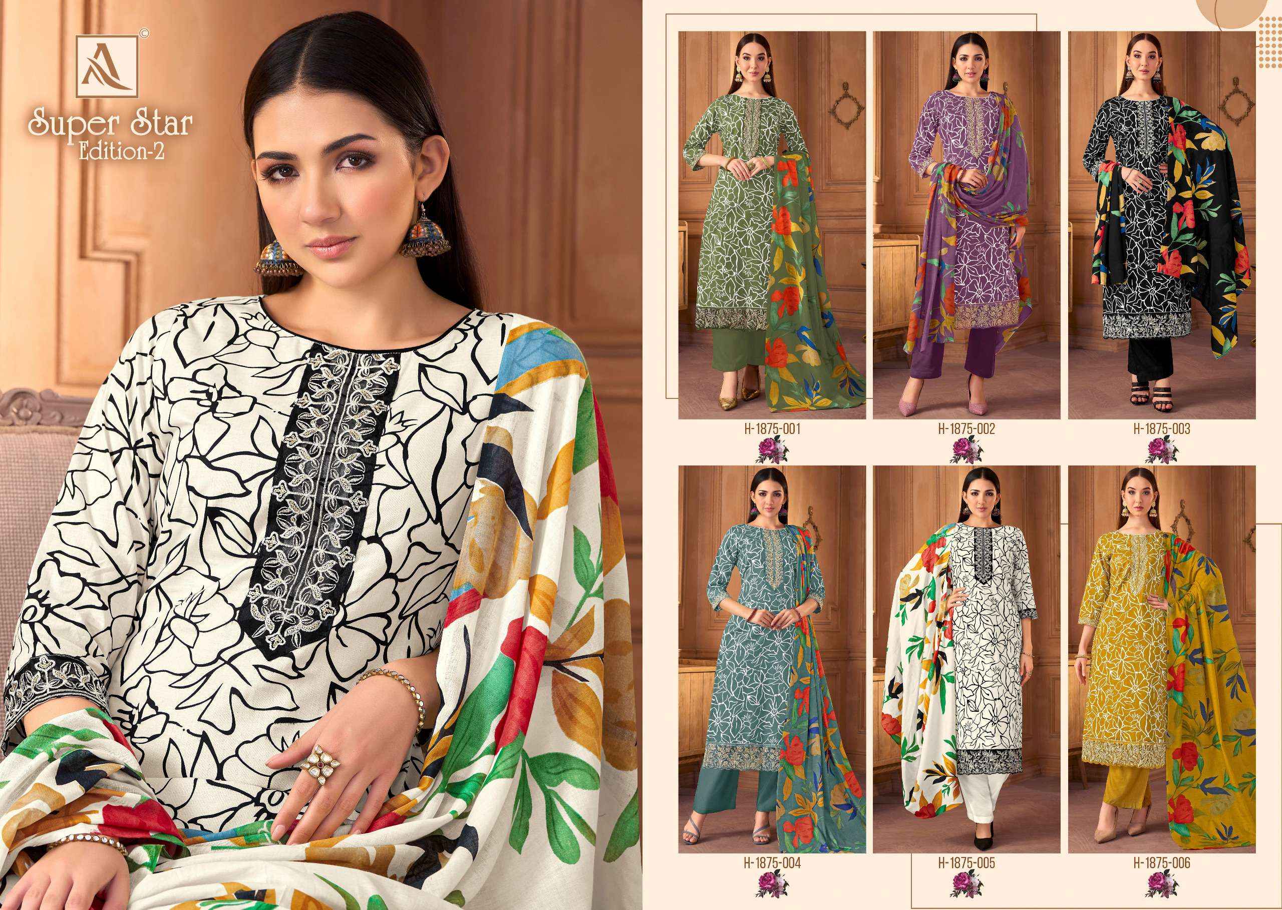 Alok Super Star Edition 2 Cambric Cotton Dress Material 6 pcs Catalogue