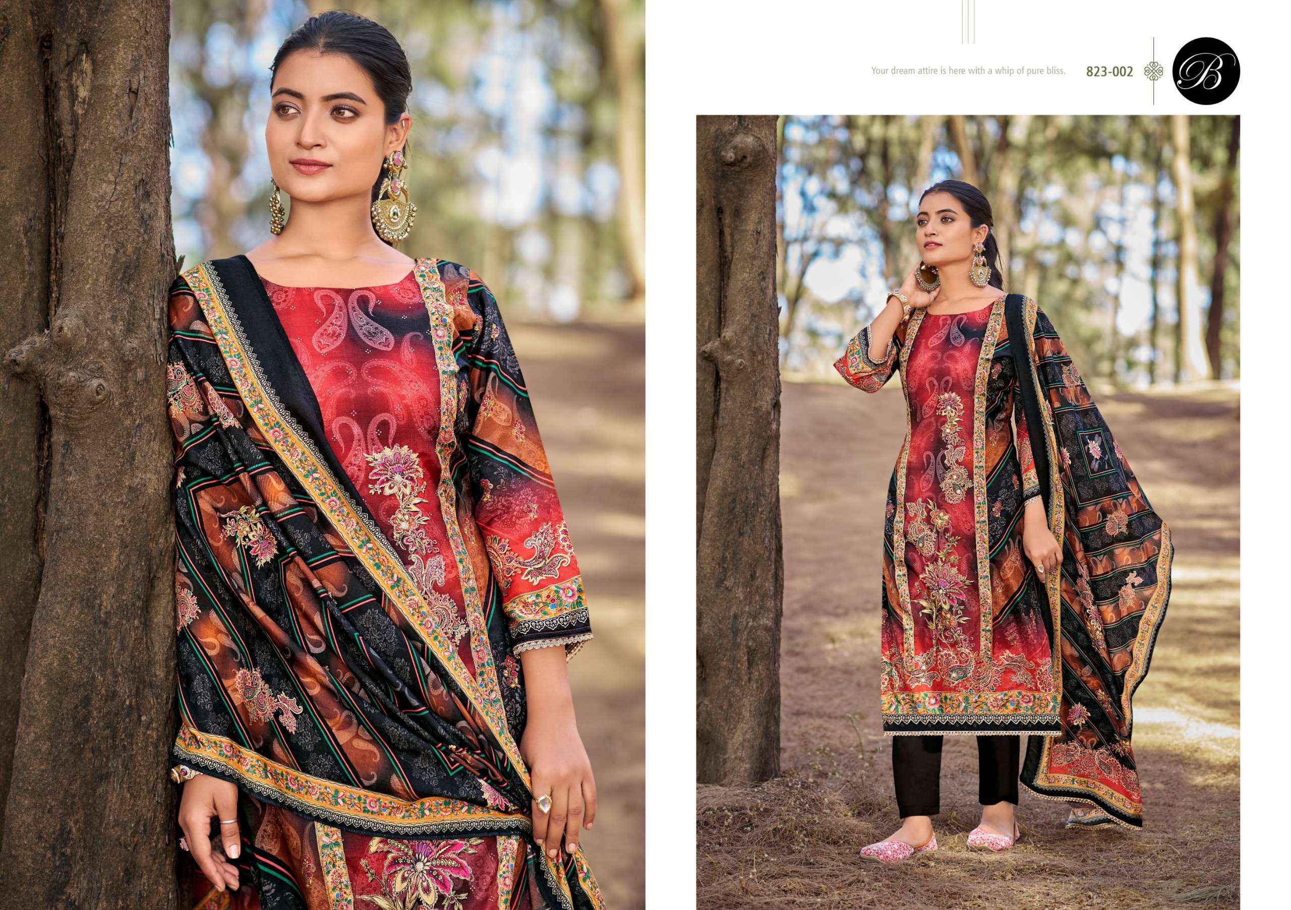 Belliza Shabnam Viscose Muslin Dress Material 3 pcs Catalogue