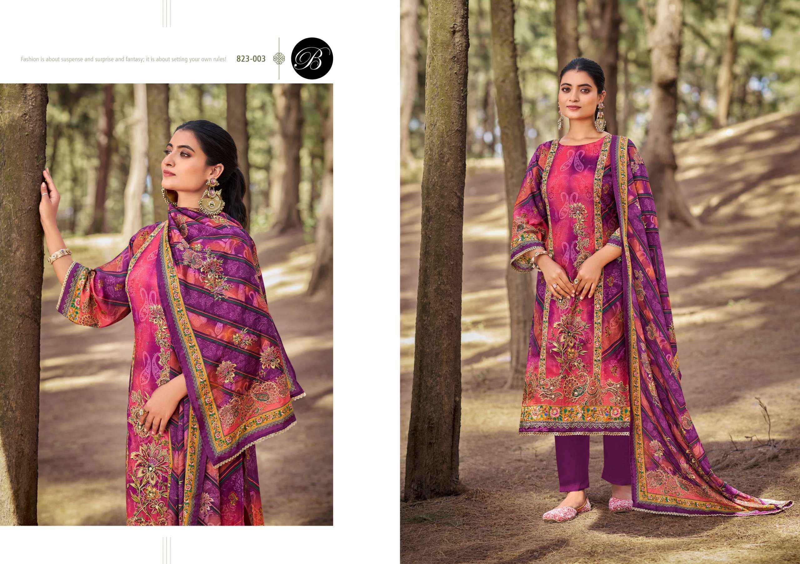 Belliza Shabnam Viscose Muslin Dress Material 3 pcs Catalogue