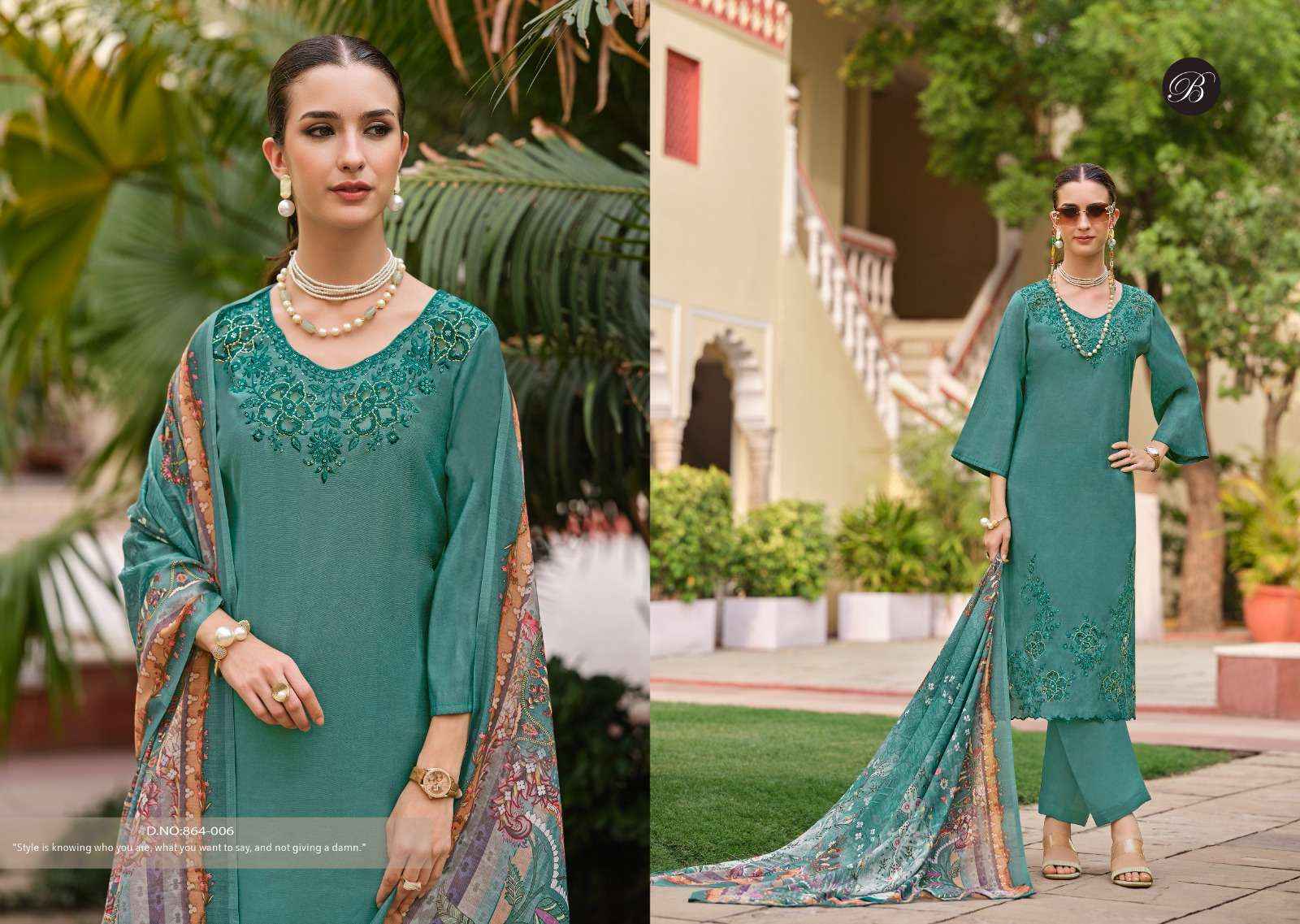Belliza Zara Roman Silk Dress Material 6 pcs Catalogue