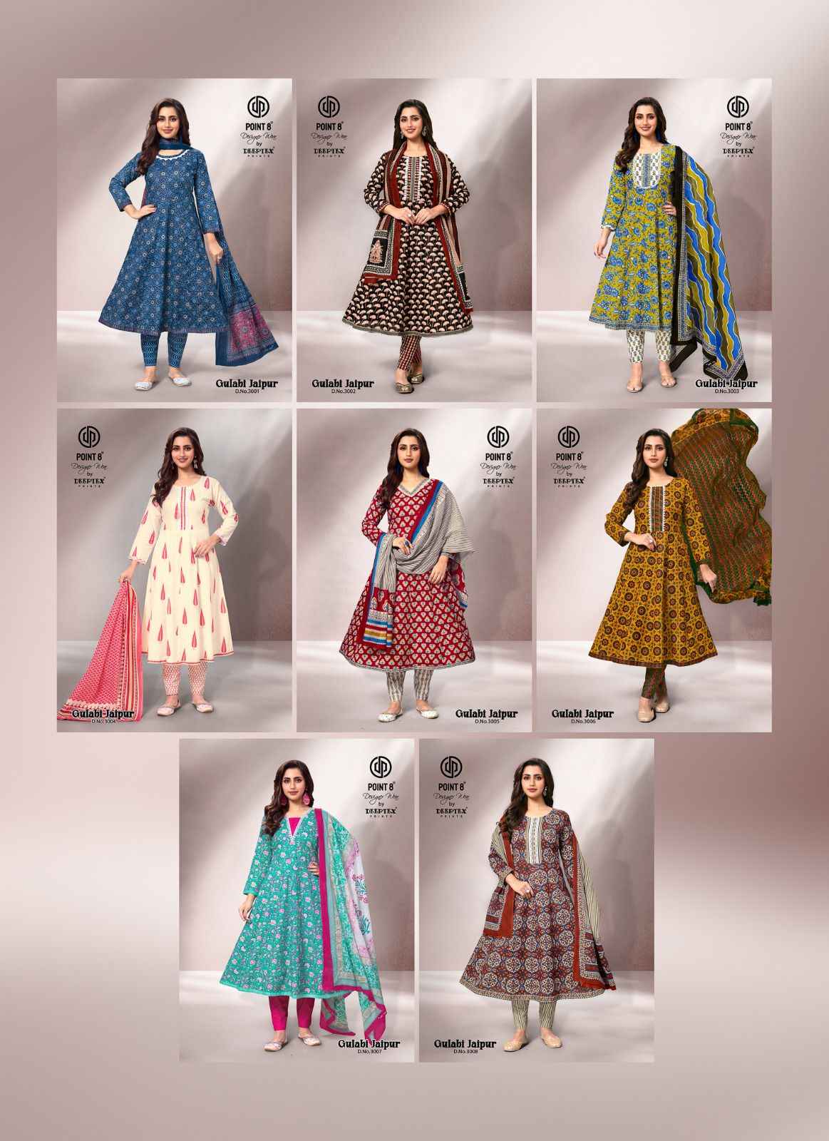 Deeptex Gulabi Jaipur Vol 3 Readymade Cotton Dress 8 pcs Catalogue