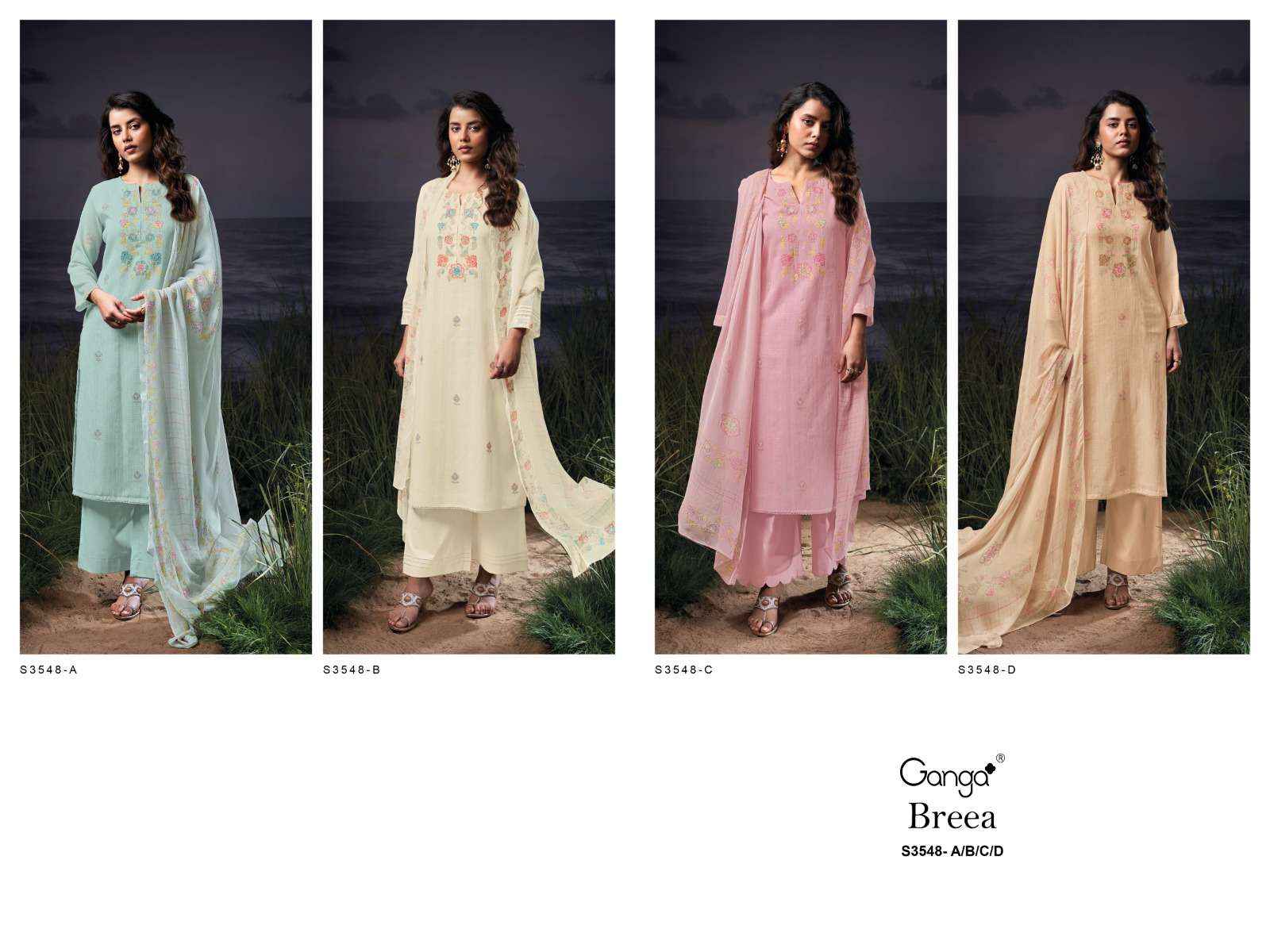 Ganga Breea 3548 Cotton Dress Material 4 pcs Catalogue