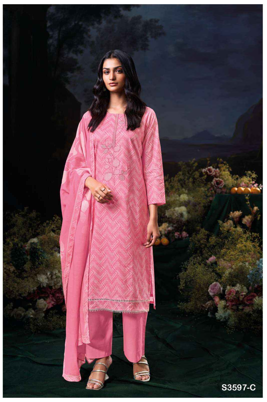 Ganga Divita 3597 Cotton Dress Material 4 pcs Catalogue