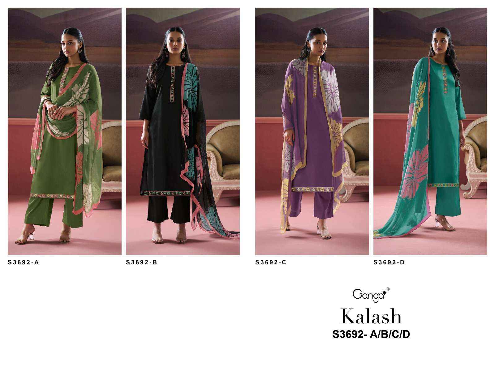 Ganga Kalash 3692 Cotton Silk Dress Material 4 pcs Catalogue