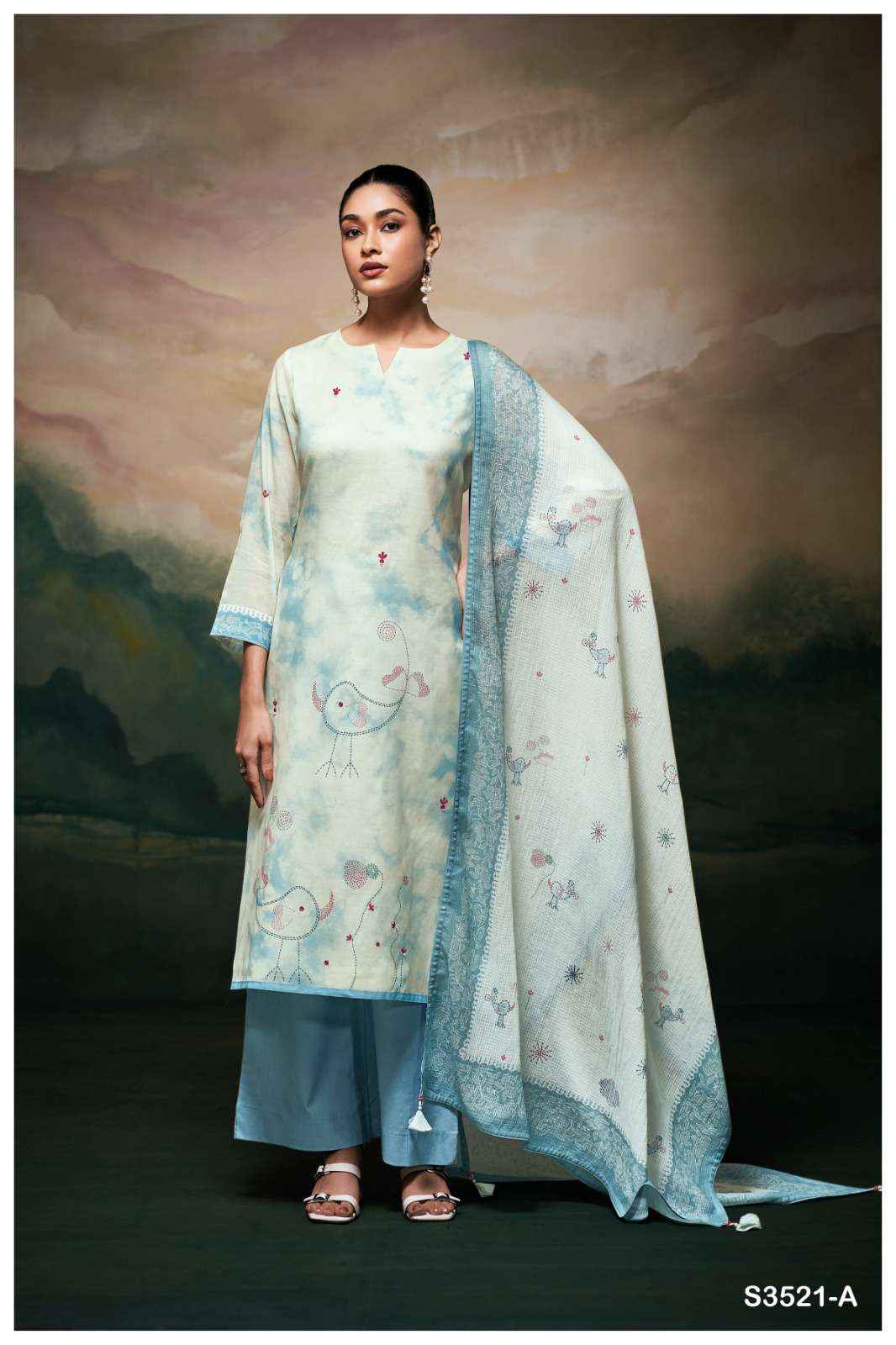 Ganga Meela 3521 Cotton Dress Material 4 pcs Catalogue
