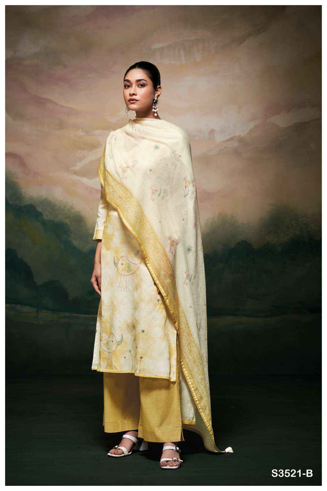 Ganga Meela 3521 Cotton Dress Material 4 pcs Catalogue