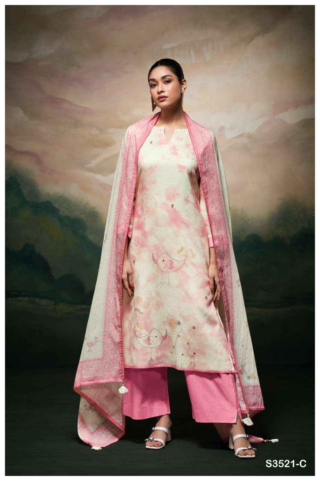 Ganga Meela 3521 Cotton Dress Material 4 pcs Catalogue