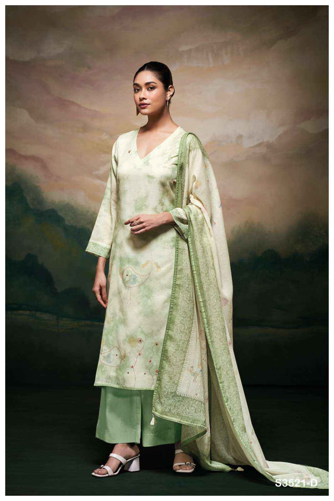 Ganga Meela 3521 Cotton Dress Material 4 pcs Catalogue