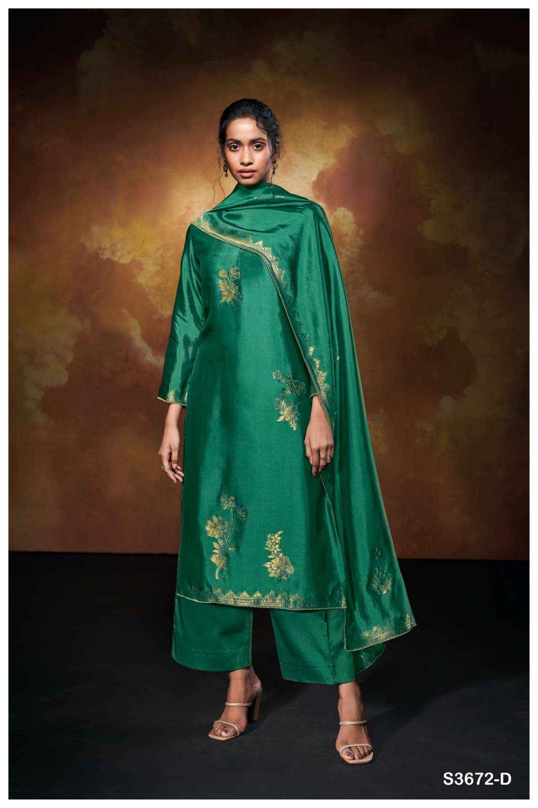 silk dress material for ladies Ganga Yelena 3672 Viscose designer ganga suits supplier OOO