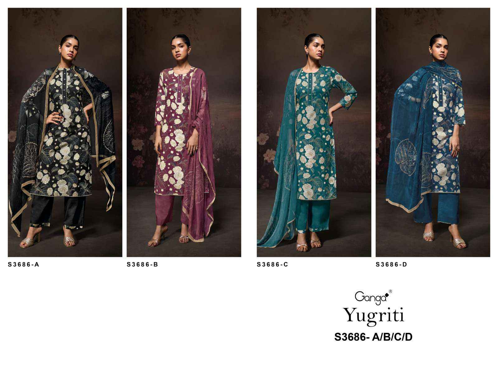 Ganga Yugriti 3686 Cotton Dress Material 4 pcs Catalogue