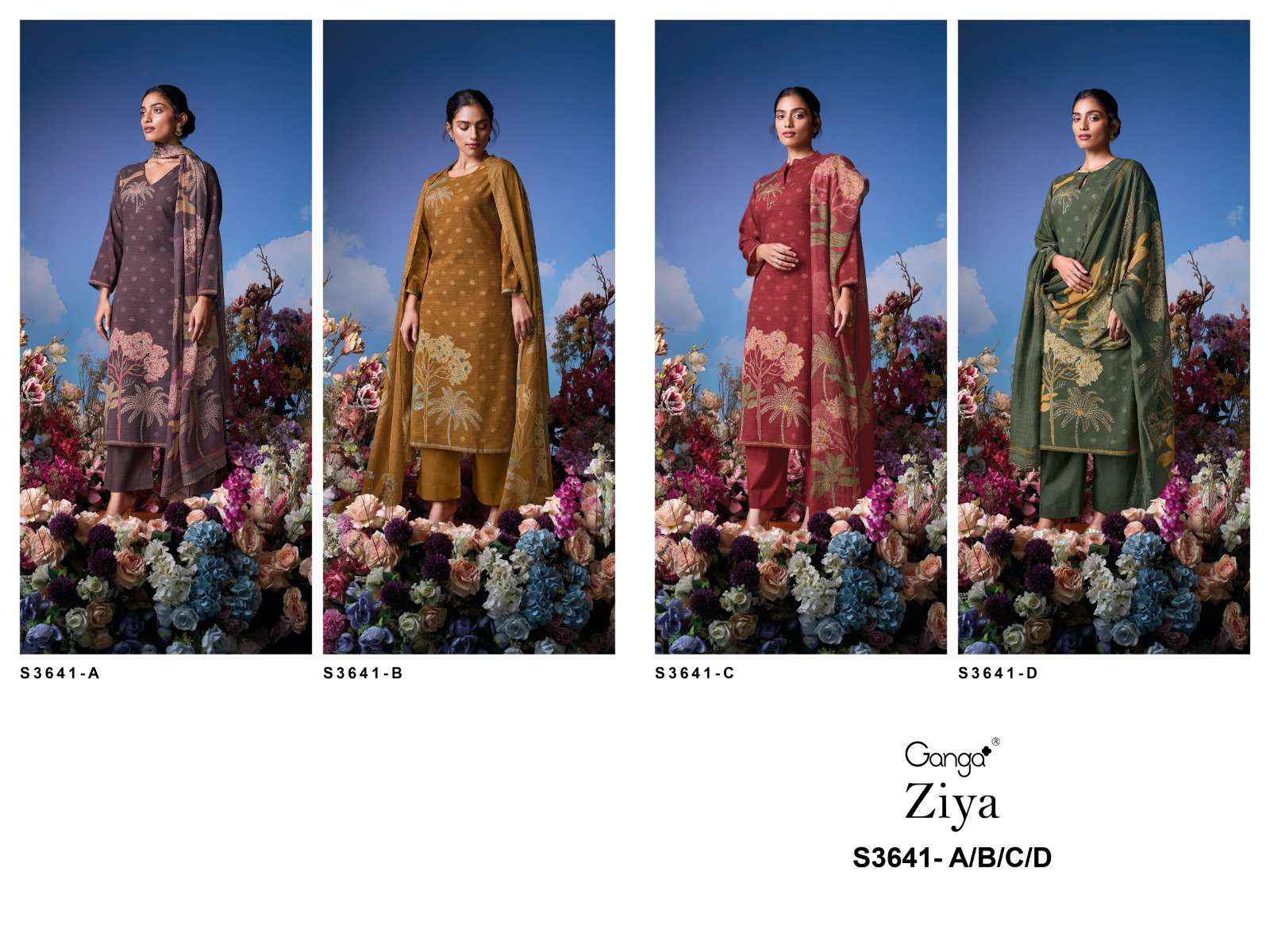 Ganga Ziya 3641 Cotton Dress Material 4 pcs Catalogue