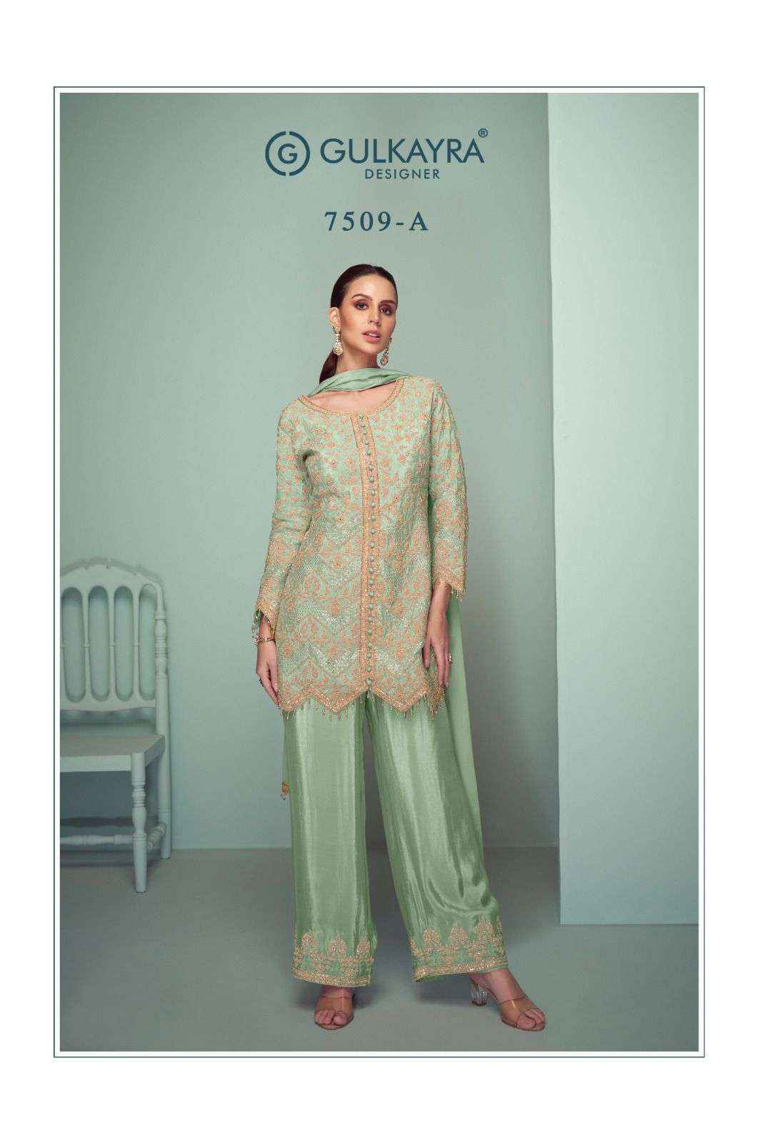 Gulkayra Designer Crown Platinum Readymade Chinon Dress 4 Pc Catalouge