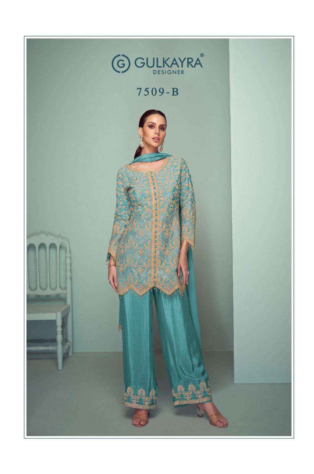 Gulkayra Designer Crown Platinum Readymade Chinon Dress 4 Pc Catalouge
