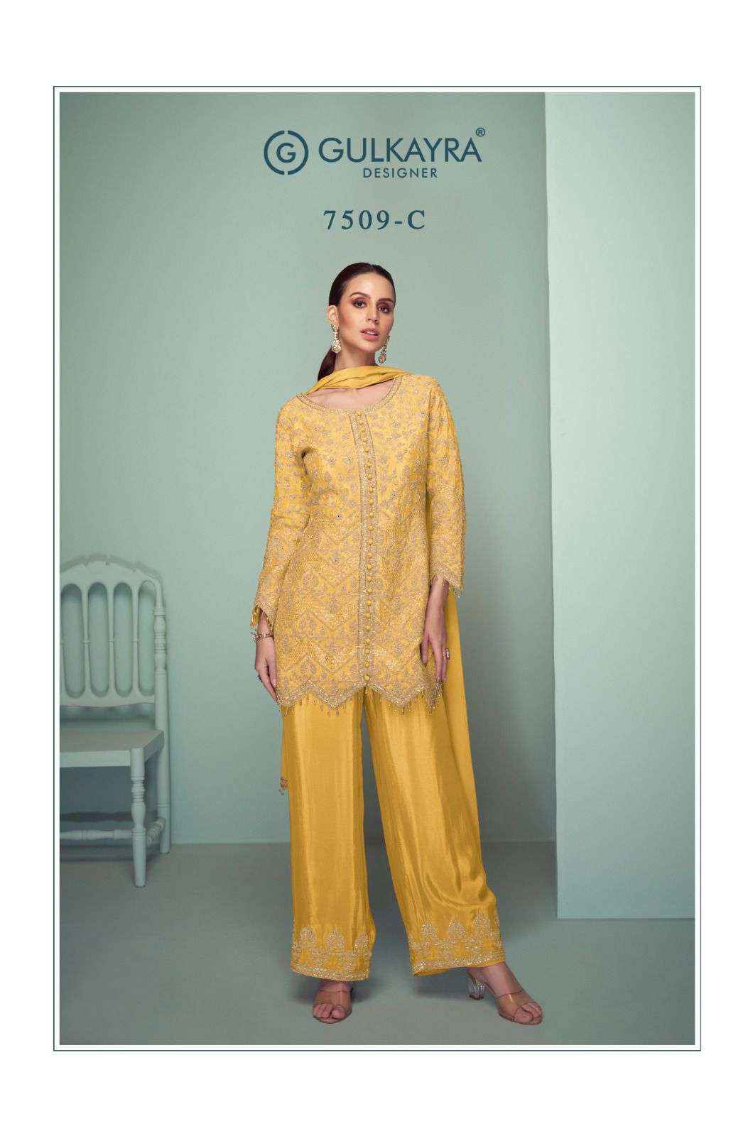 Gulkayra Designer Crown Platinum Readymade Chinon Dress 4 Pc Catalouge