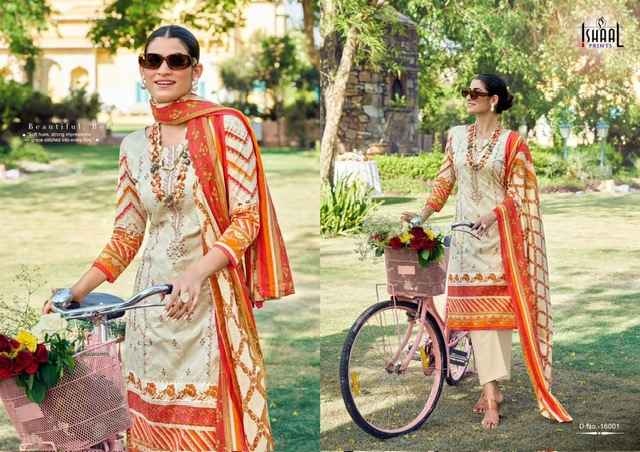 Ishaal Embroidered Vol 16 Lawn Cotton Dress Material 10 pcs Catalogue