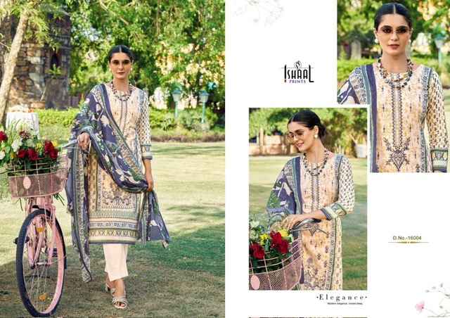 Ishaal Embroidered Vol 16 Lawn Cotton Dress Material 10 pcs Catalogue