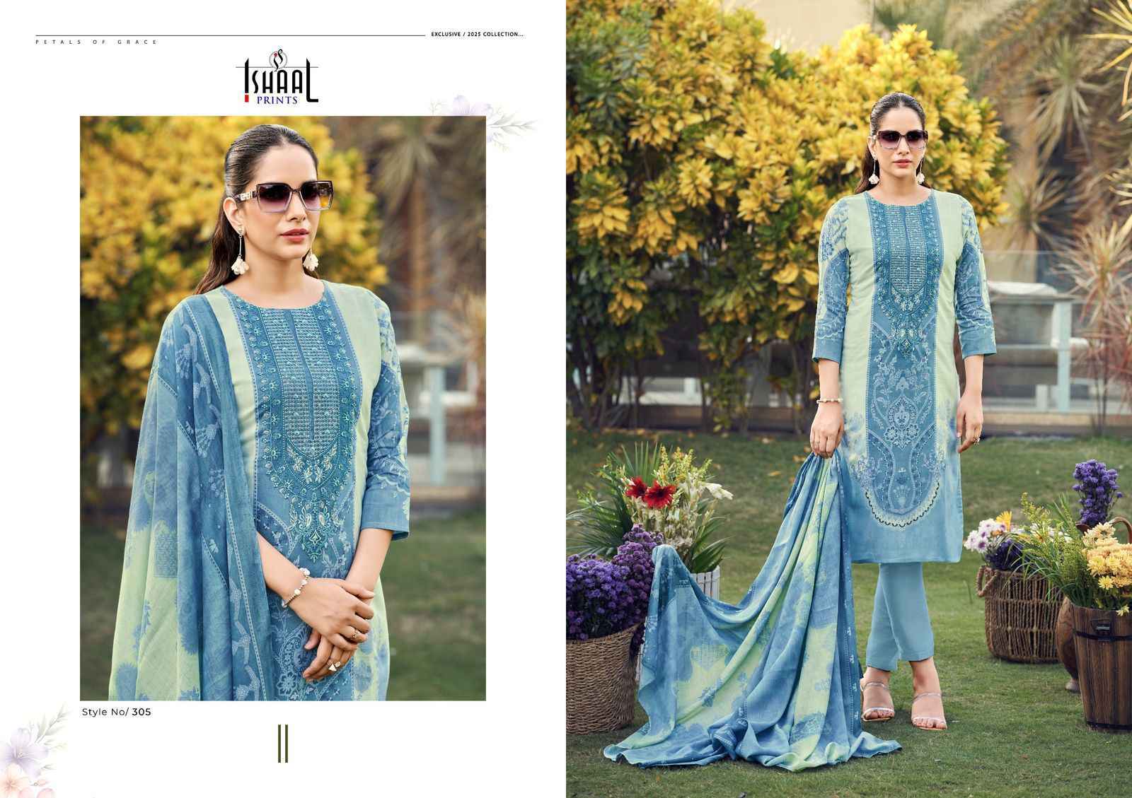 Ishaal Maira Vol 3 Lawn Cotton Dress Material 8 pcs Catalogue