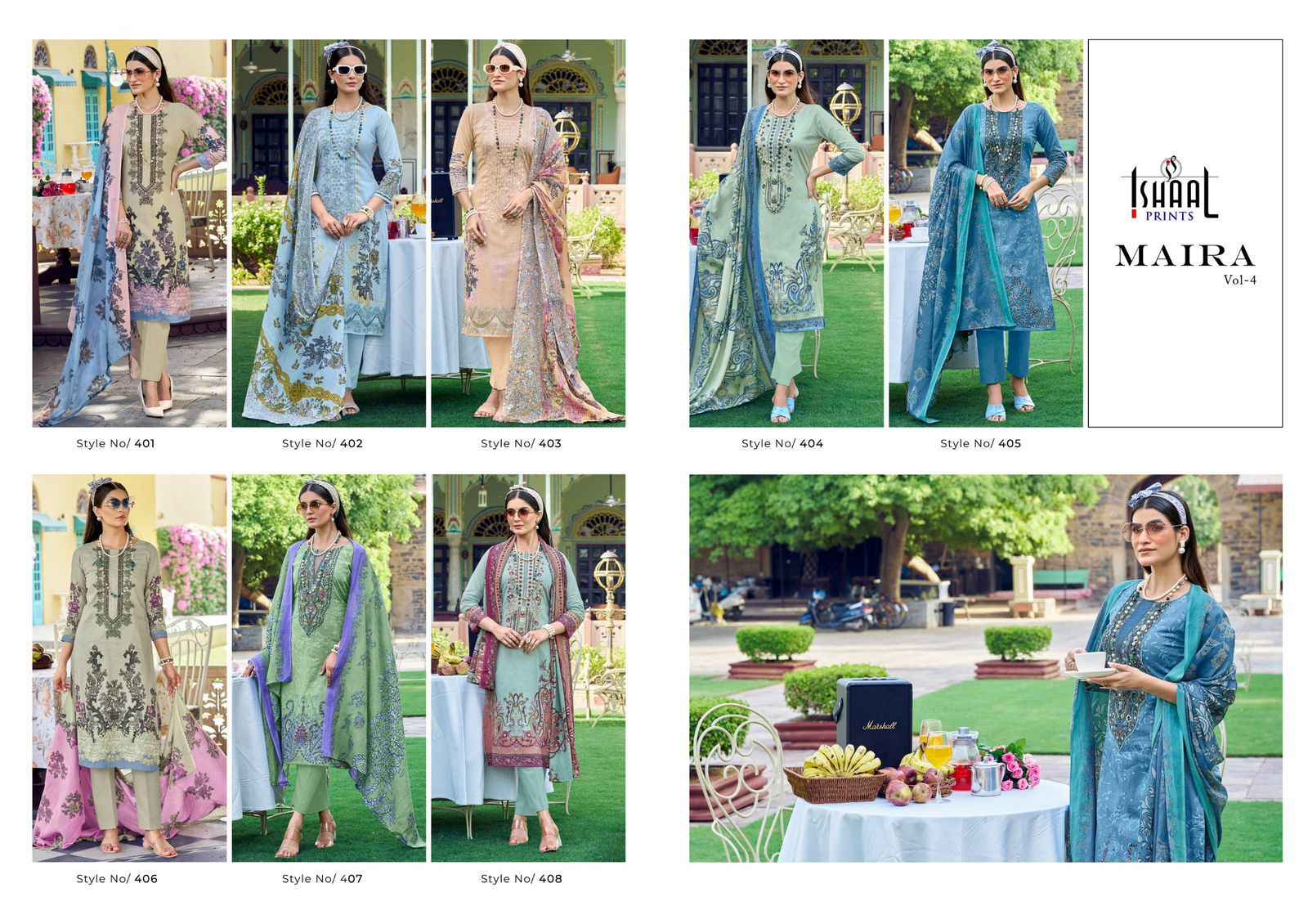 Ishaal Maira Vol 4 Lawn Cotton Dress Material 8 pcs Catalogue