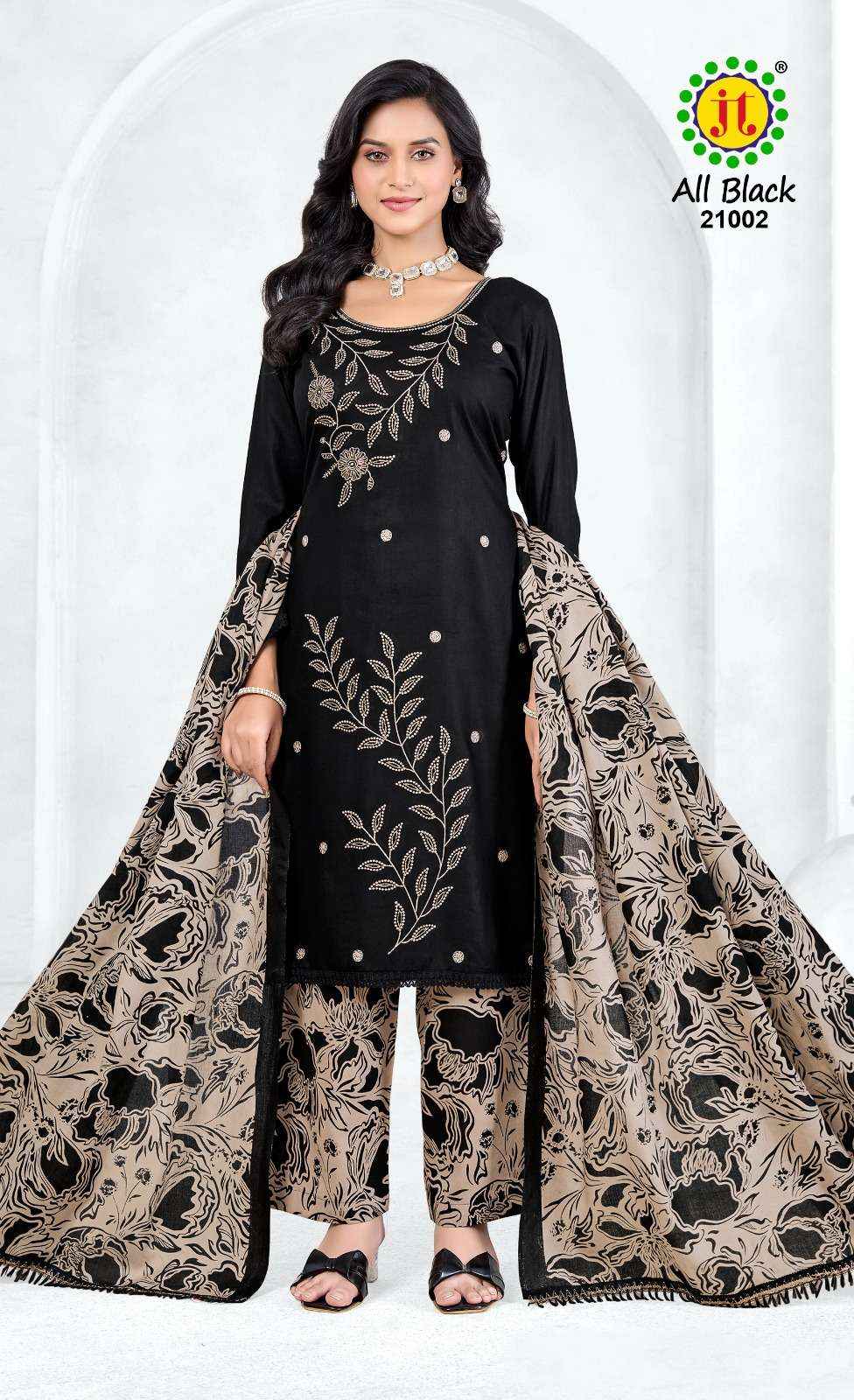 Jt All Black Vol 21 Rayon Dress Material 5 pcs Catalogue